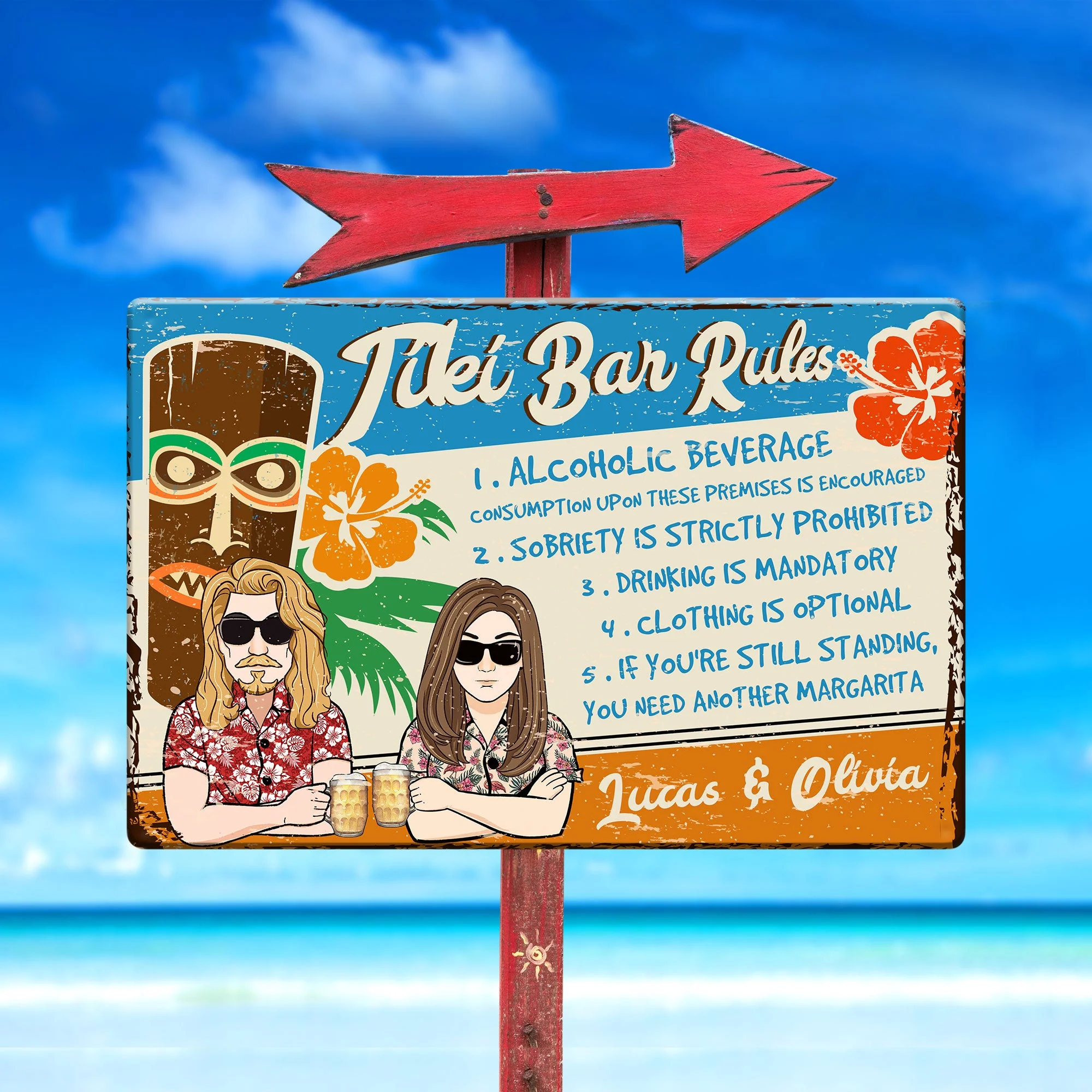 Tiki Bar Rules - Personalized Metal Sign - Image 3