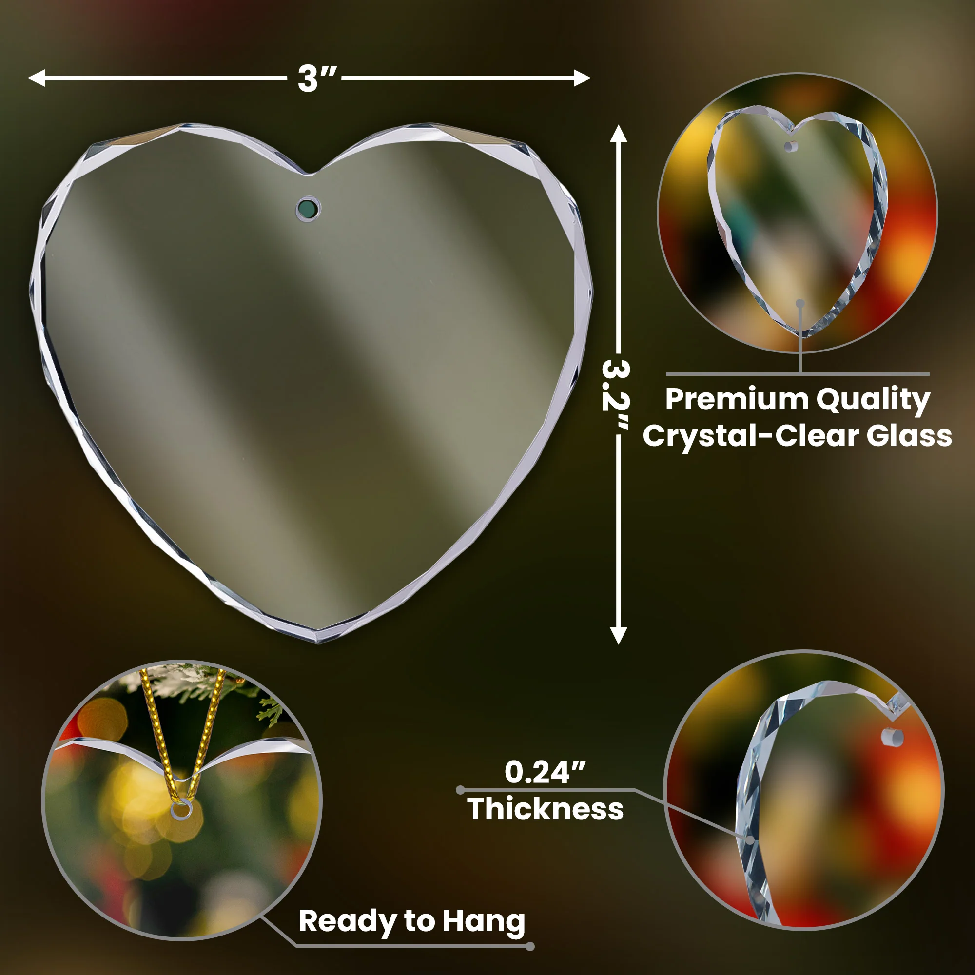 Til Death Do Us Part Christmas Couple Ornament - Personalized Heart Glass Ornament - Image 6