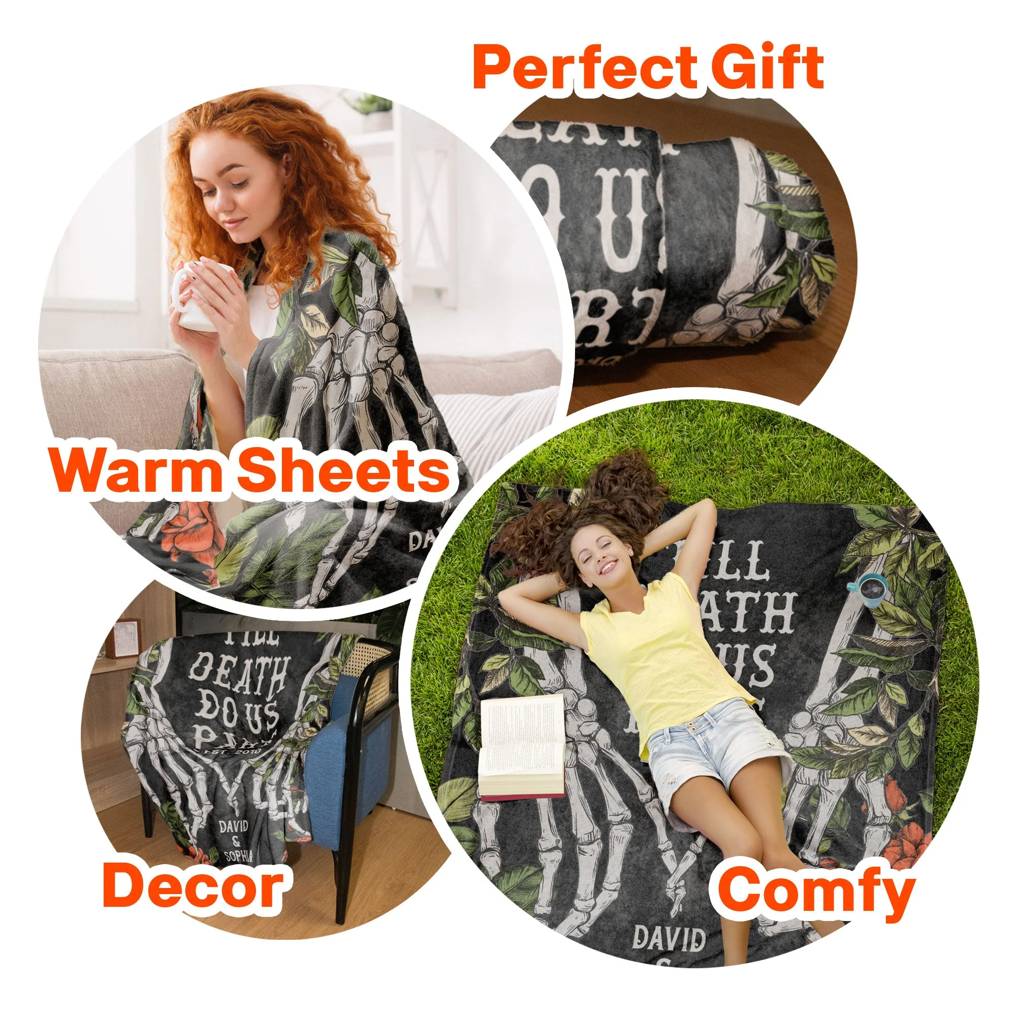 Till Death Do Us Part - Personalized Couple Blanket - Image 6