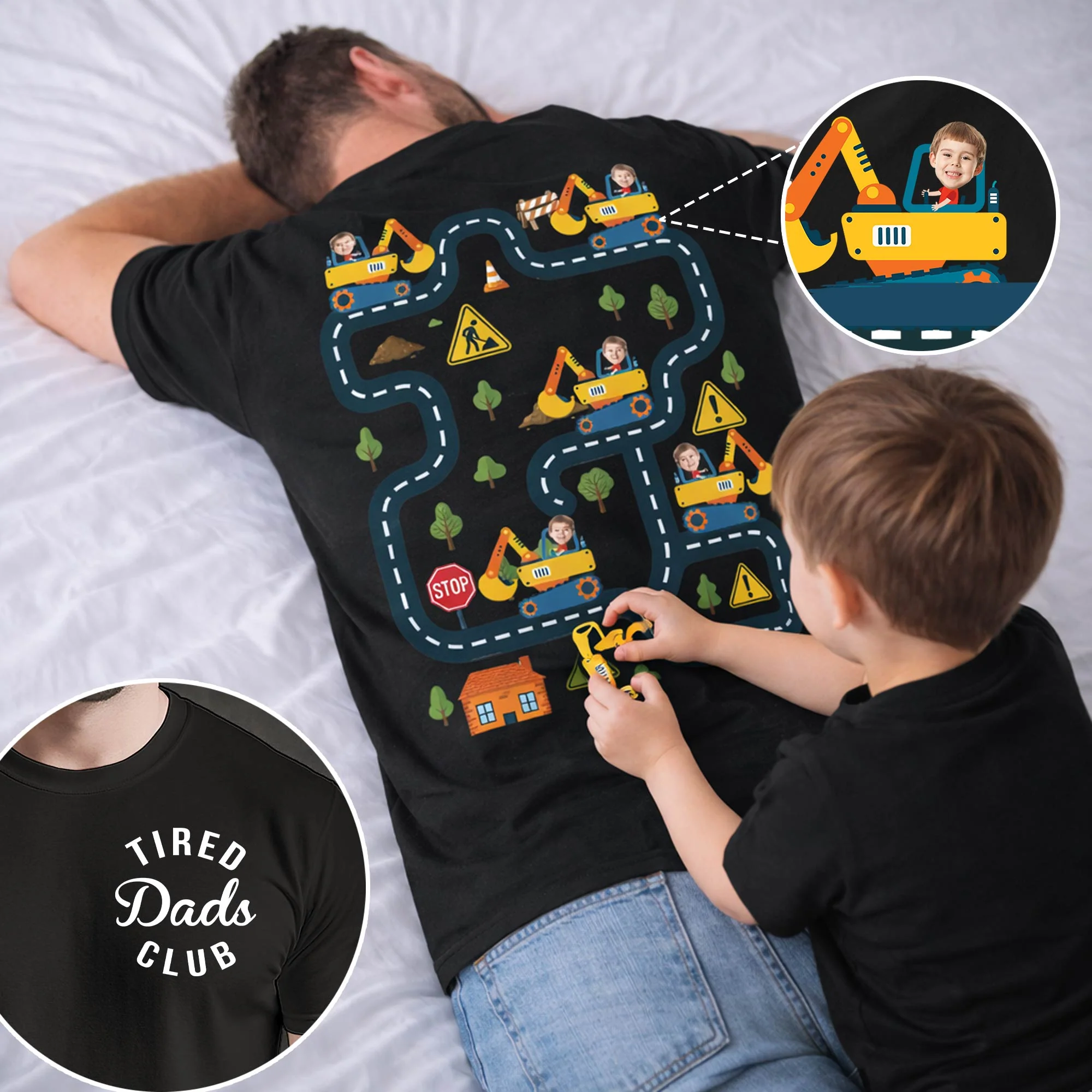 Tired Dads Club Construction Car Track Massage Funny Father Day Gifts For Dad - Personalized Shirt
