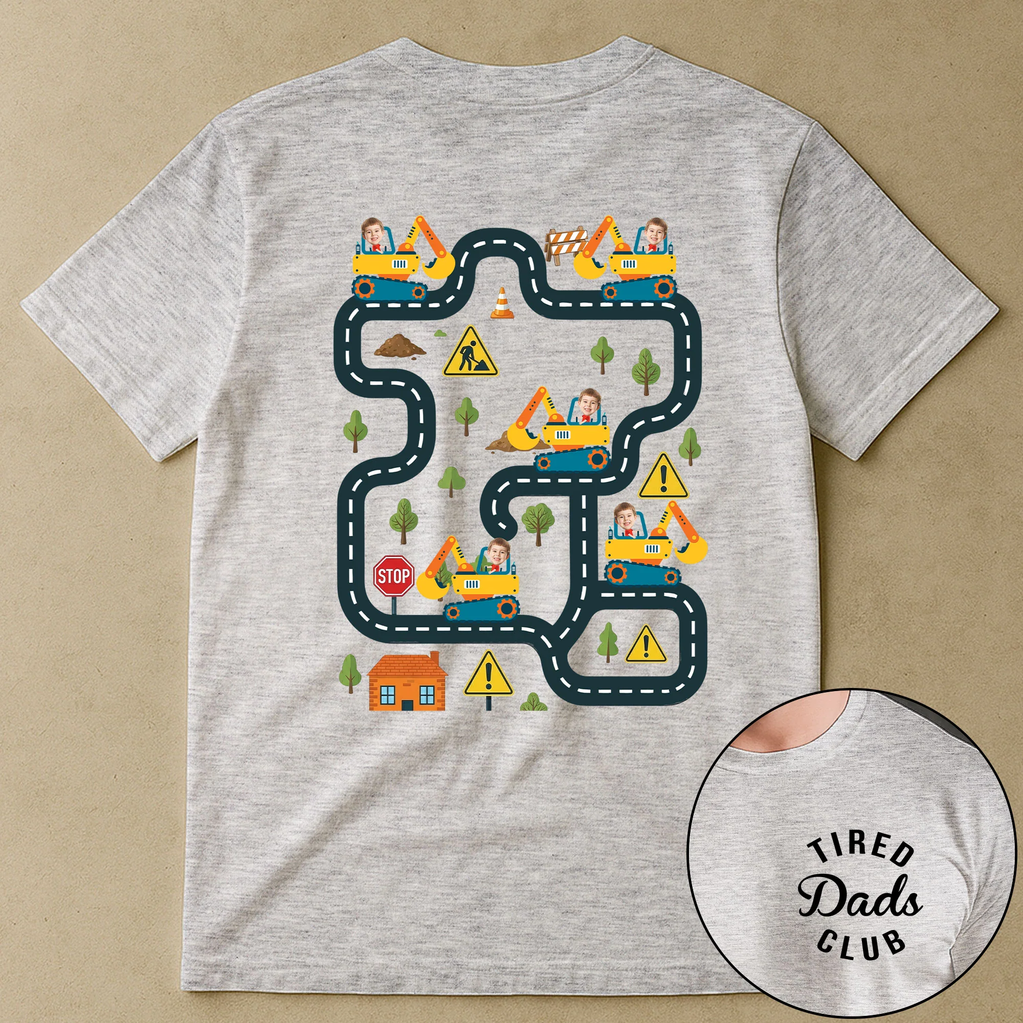 Tired Dads Club Construction Car Track Massage Funny Father Day Gifts For Dad - Personalized Shirt - Image 4