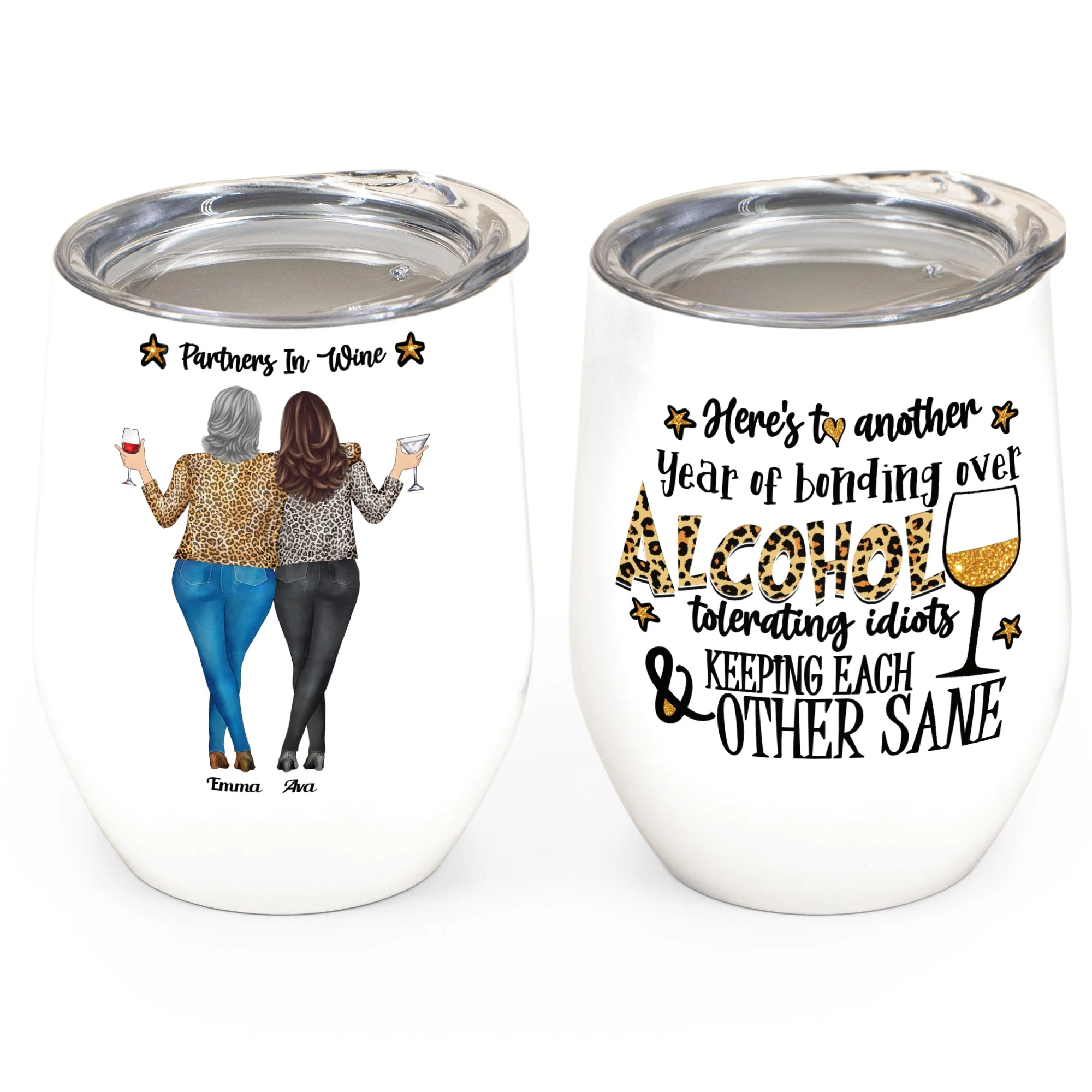 To Another Year Of Bonding - Personalized Wine Tumbler - Gift For Friends, Wine Sisters, Hangover Friends - Image 2