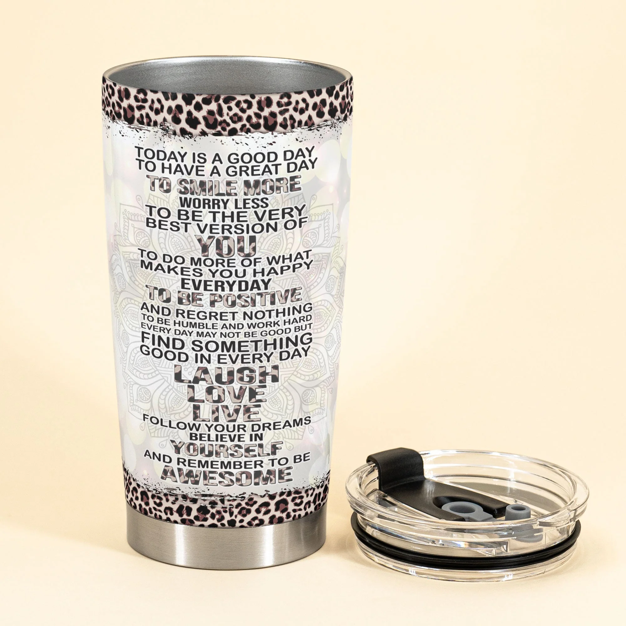 To Be Positive And Regret Nothing - Personalized Tumbler Cup - Birthday Gift For Yoga Lovers - Image 3