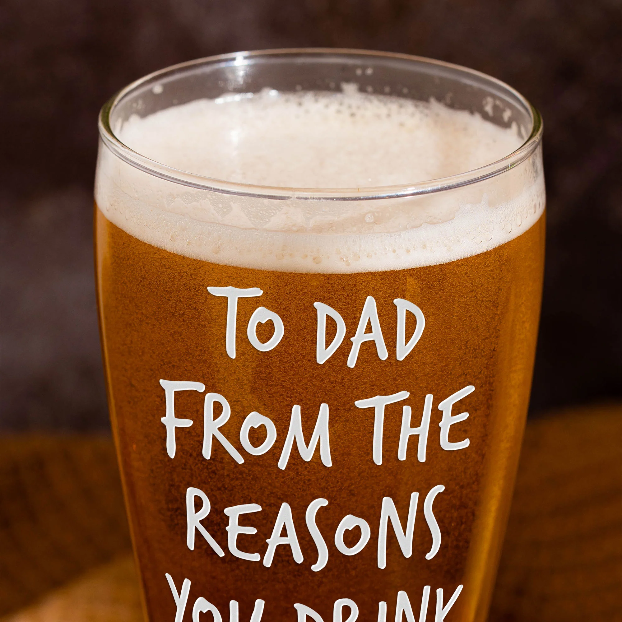 To Dad From The Reasons You Drink Custom Cute Kids - Personalized Pilsner Glass - Image 4