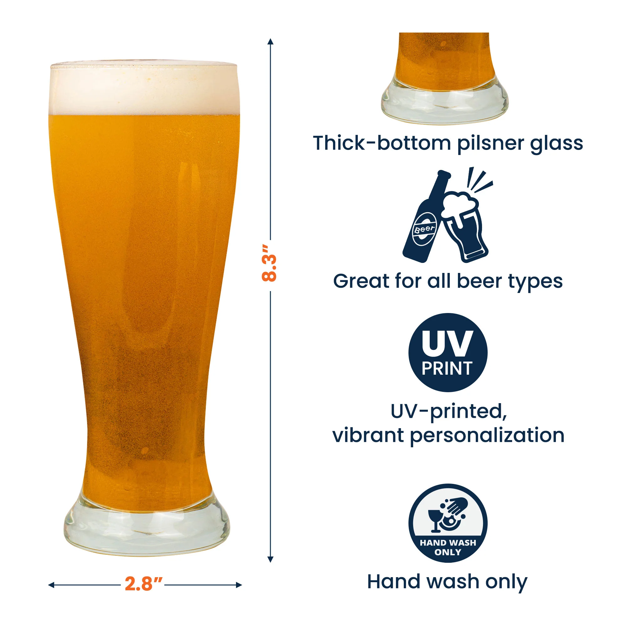 To Dad From The Reasons You Drink - Personalized Photo Pilsner Glass - Image 7