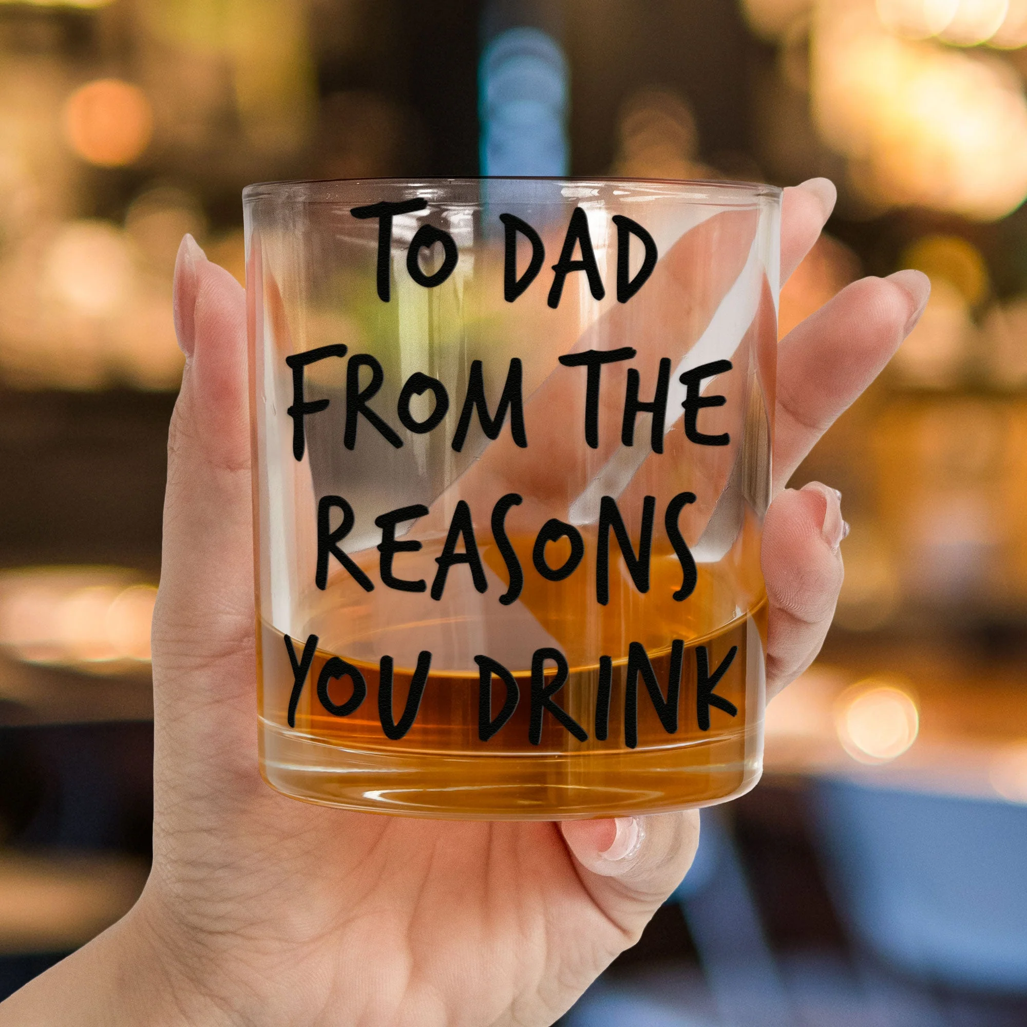 To Dad From The Reasons You Drink - Personalized Photo Whiskey Glass - Image 5