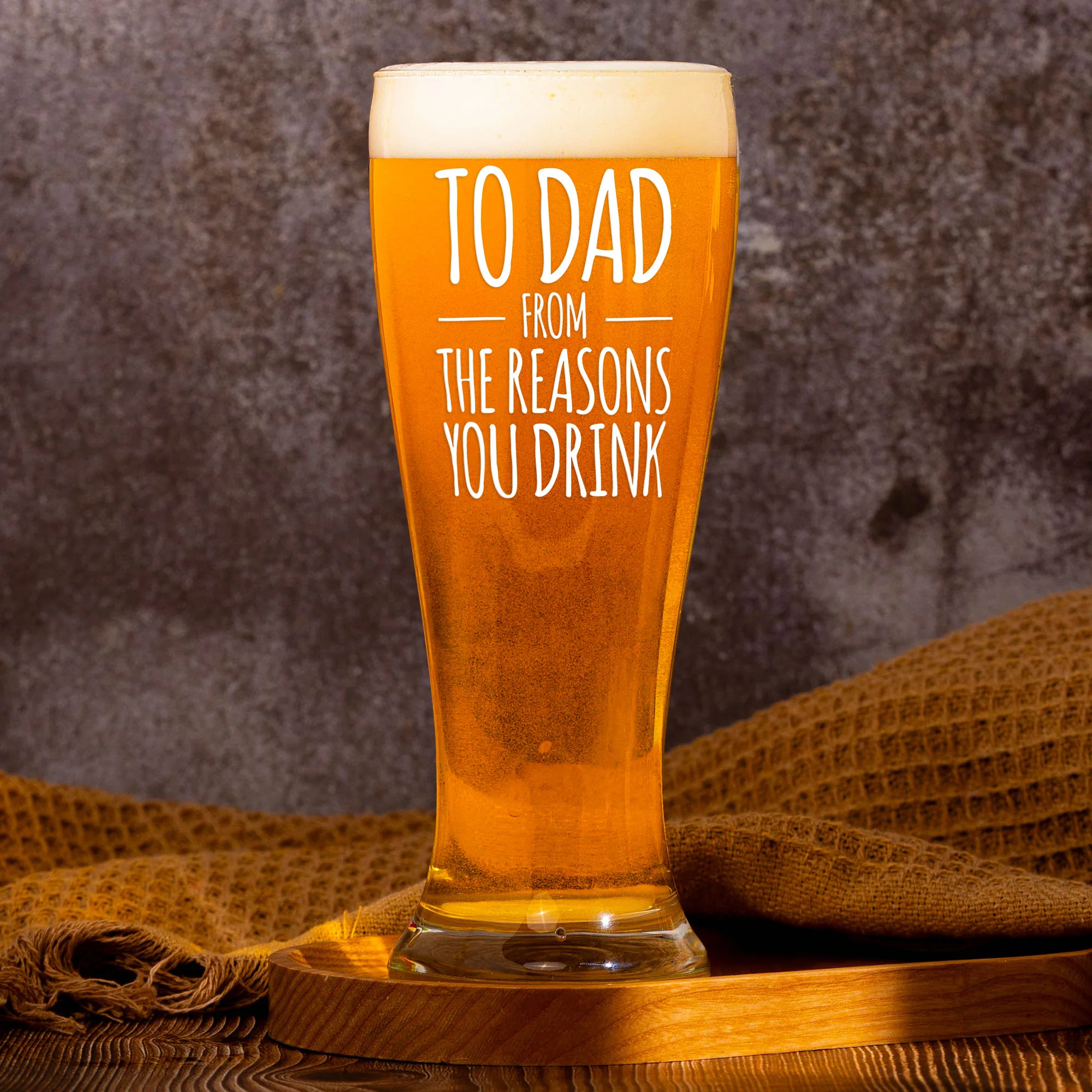 To Dad From The Reasons You Drink - Personalized Pilsner Glass - Image 2