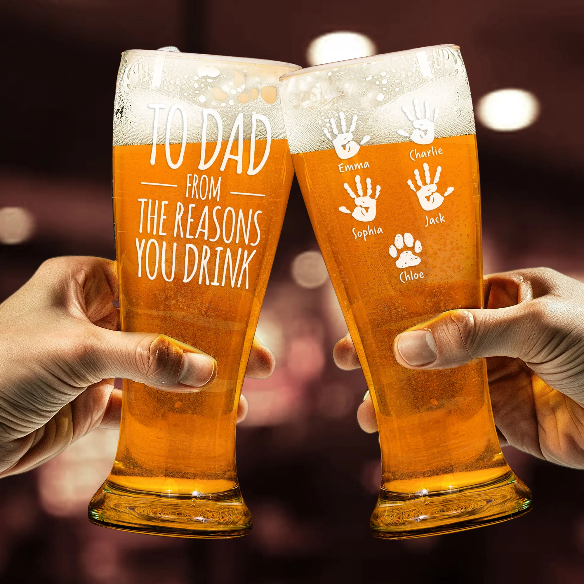 To Dad From The Reasons You Drink - Personalized Pilsner Glass - Image 4