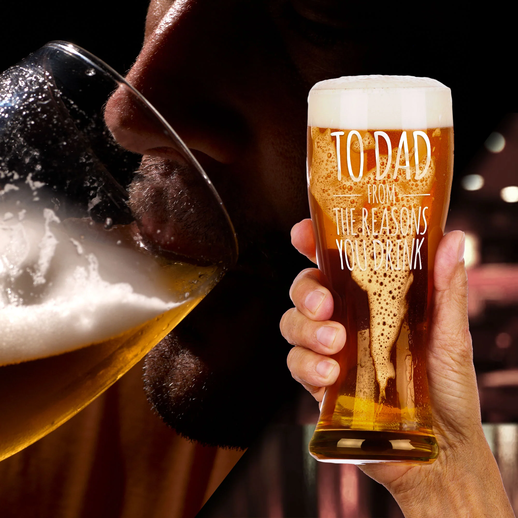 To Dad From The Reasons You Drink - Personalized Pilsner Glass - Image 5
