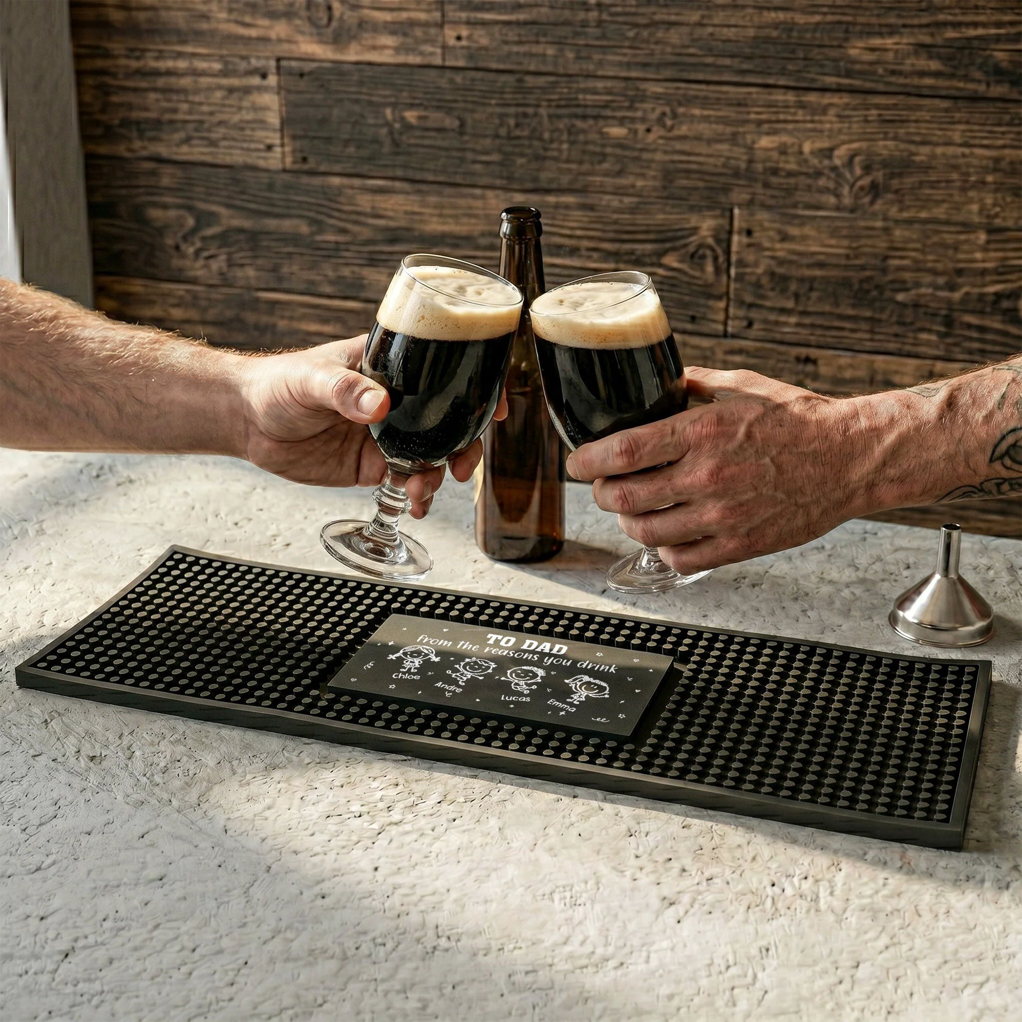 To Dad, Papa From The Reason You Drink - Personalized Bar Mat - Image 4