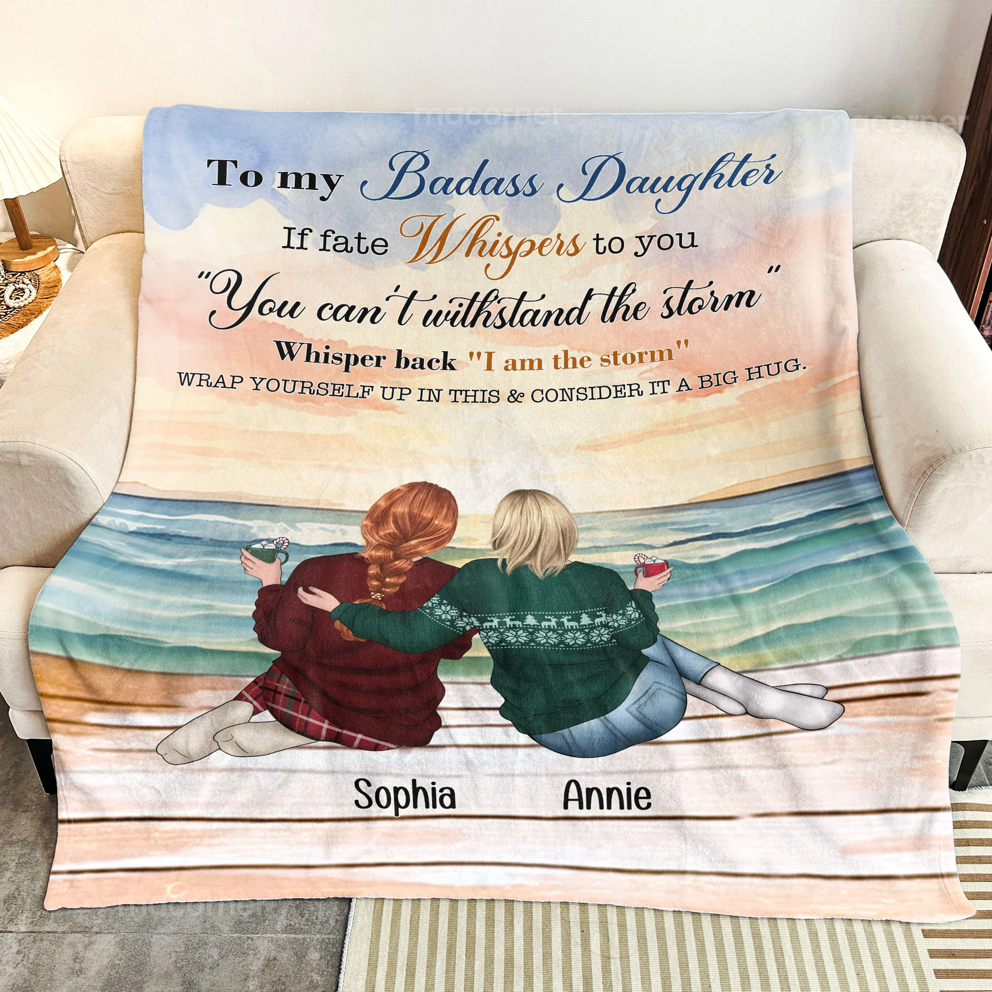 To Daughter Whisper Back I Am The Storm - Personalized Blanket - Image 3