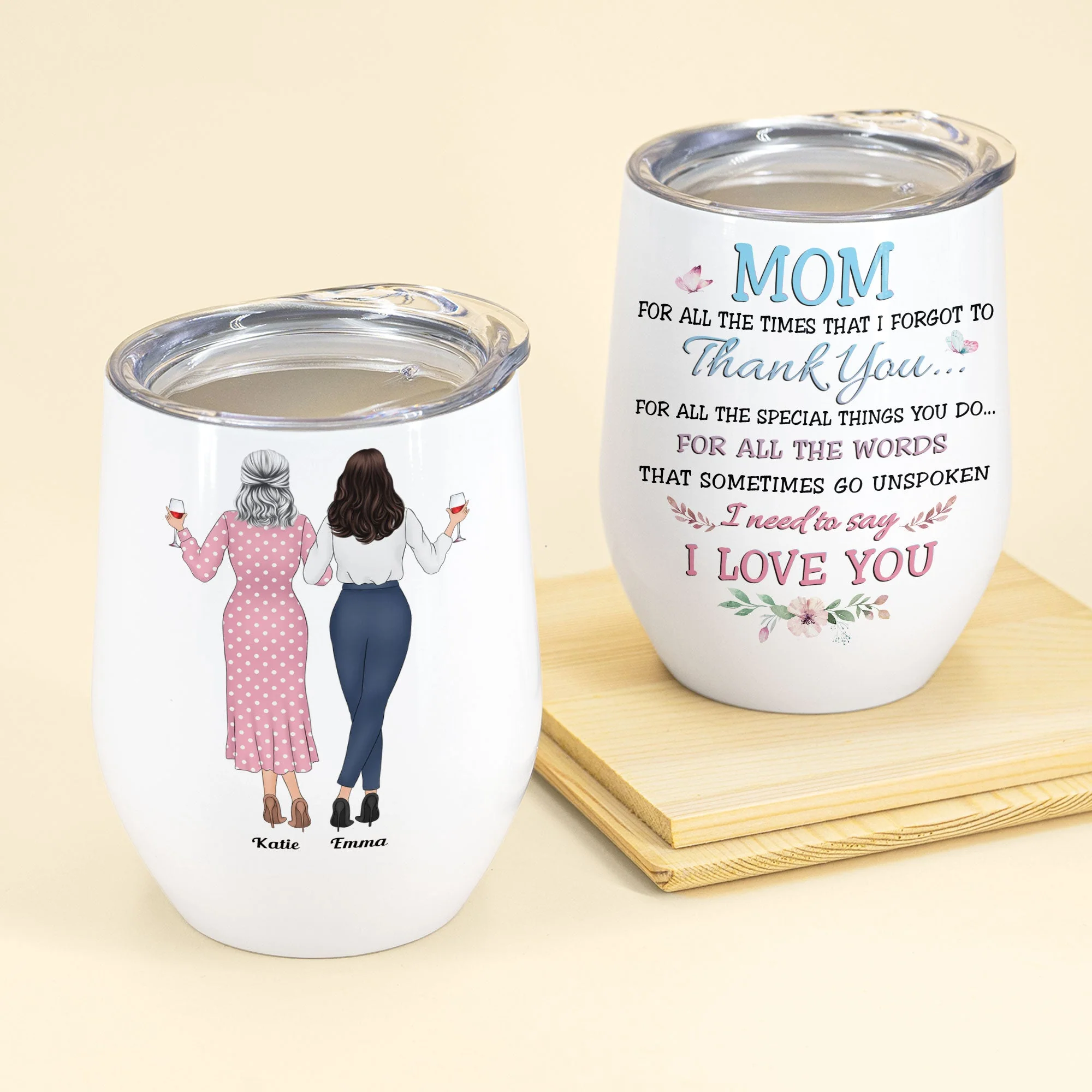 To Mom Words Go Unspoken - Personalized Wine Tumbler - Mother's Day Gift For Mother, Mama, Grandma