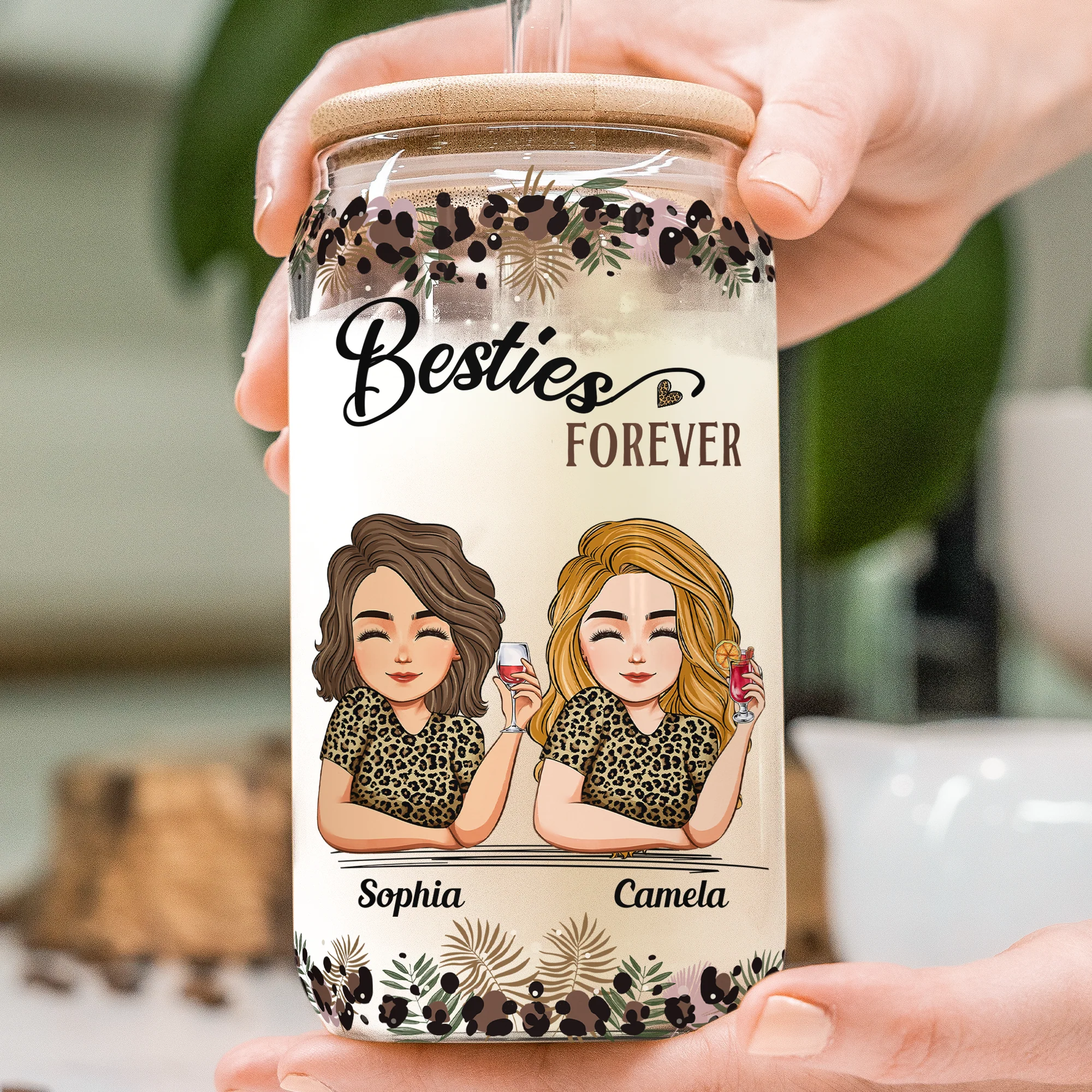 To My Badass Sister Thanks For Being My Unbiological Sister - Personalized Clear Glass Cup - Image 3