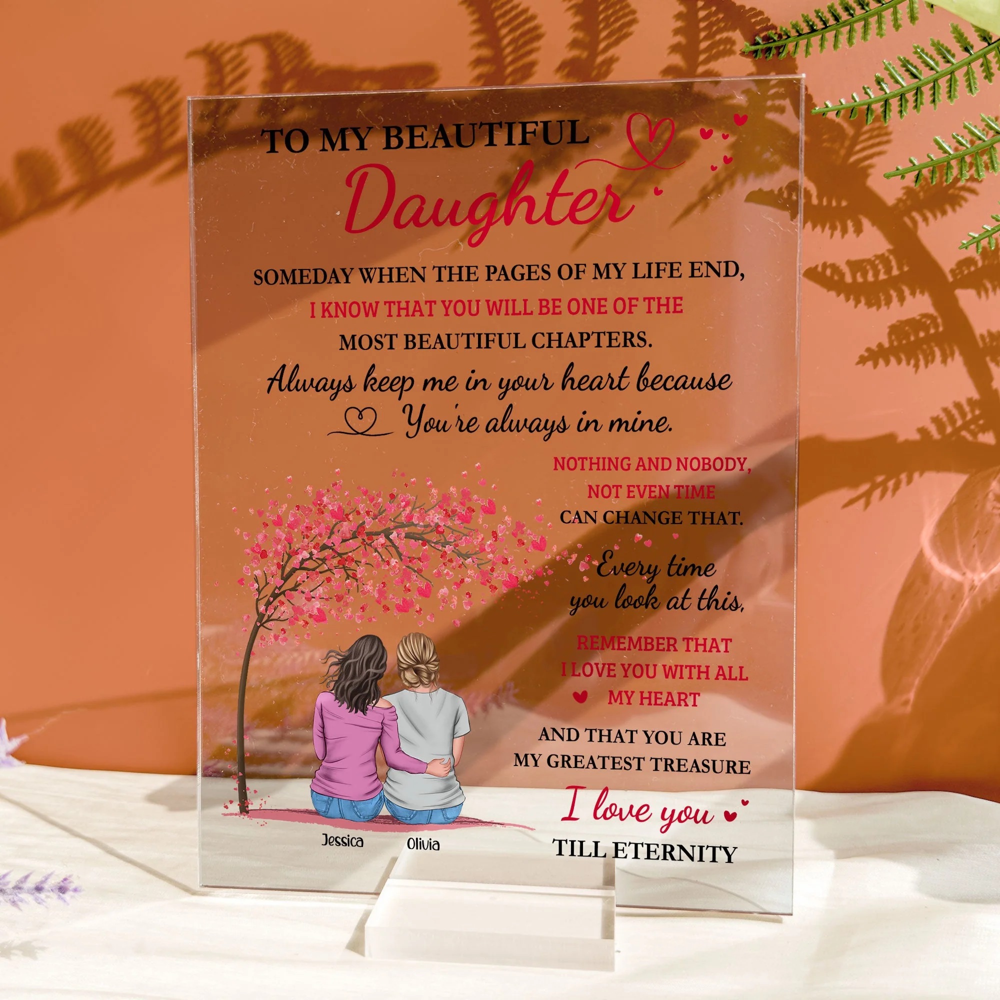 To My Beautiful Daughter I Love You Till Eternity - Personalized Acrylic Plaque - Image 2