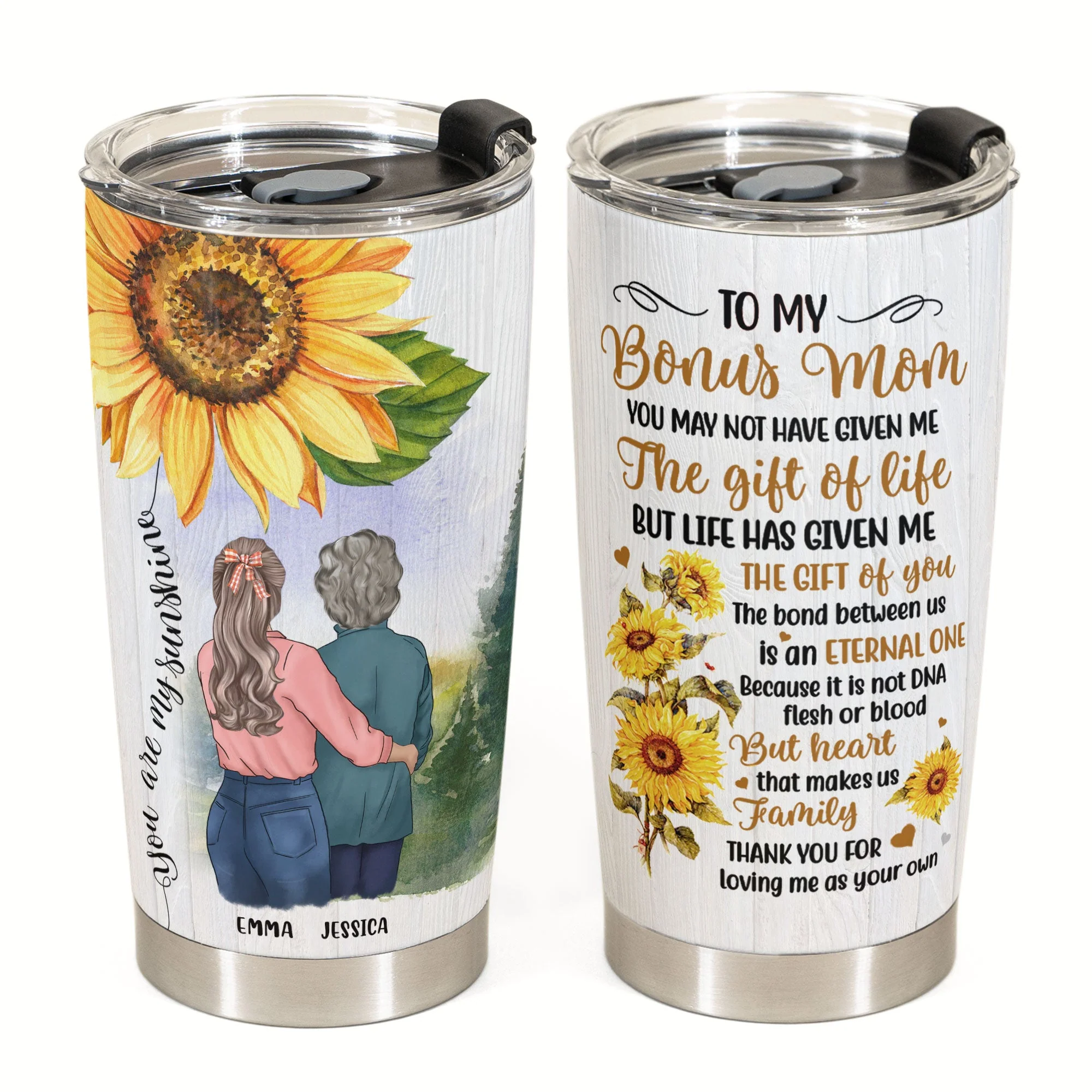 To My Bonus Mom - Personalized Tumbler Cup - Birthday, Mother's Day Gift For Mother, Bonus Mom, Step Mom - Image 3