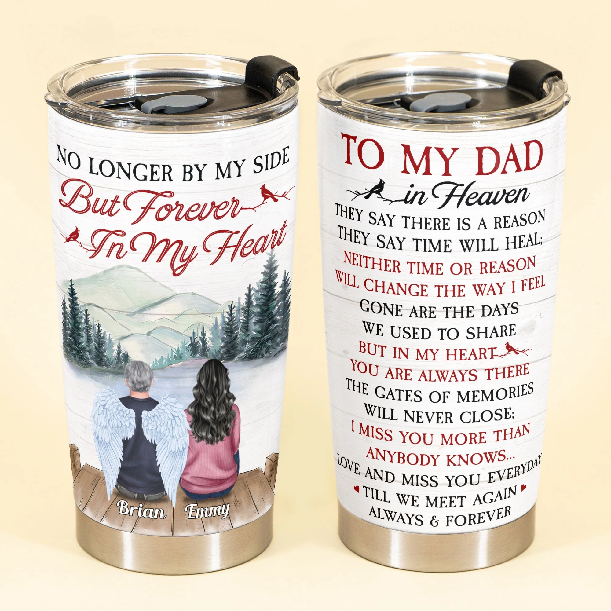 To My Dad In Heaven - Personalized Tumbler - Memorial Gift For Family, Daughter, Son, - Remembrance Tumbler - Image 2