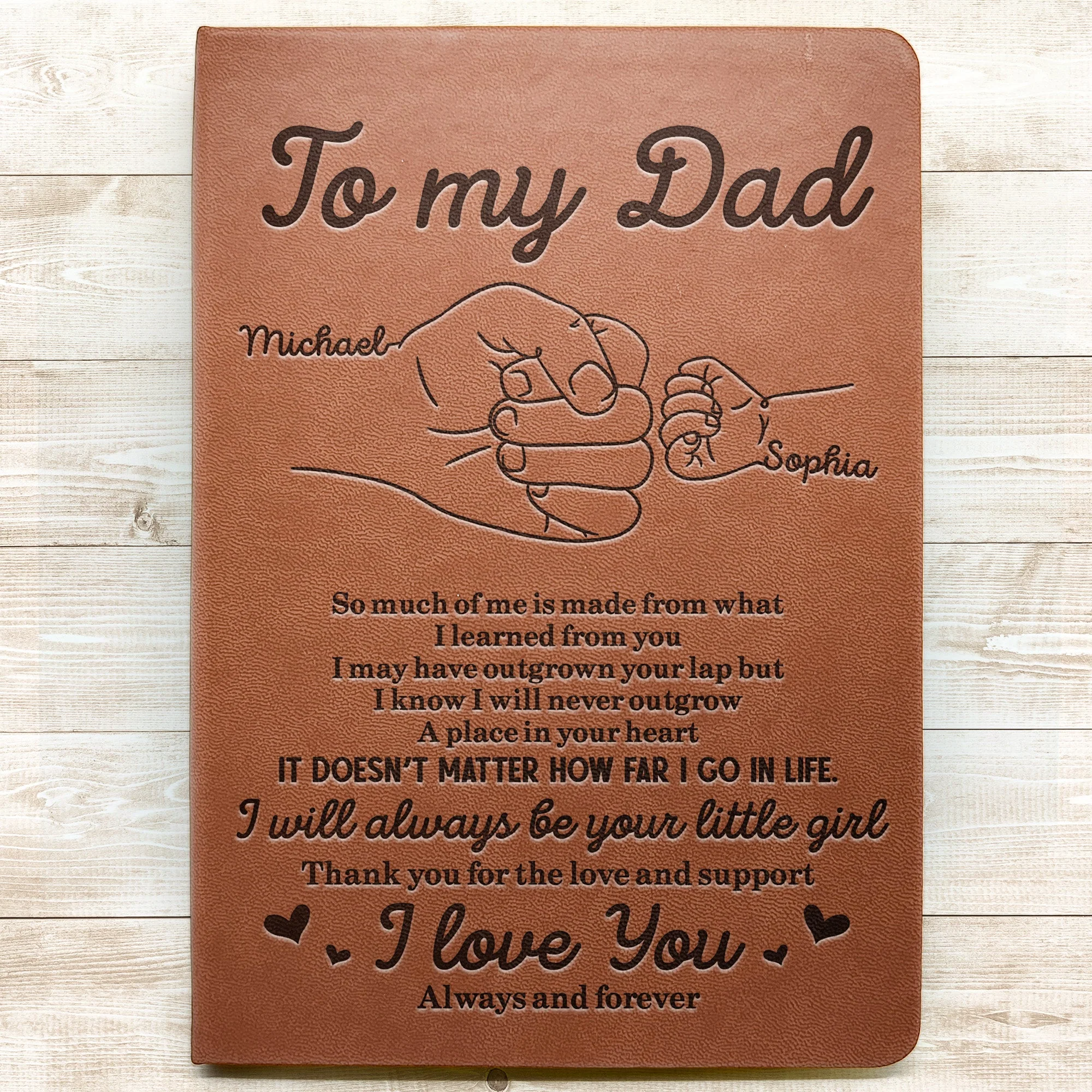 To My Dad Thank You For The Love And Support Gift - Personalized Leather Journal - Image 2