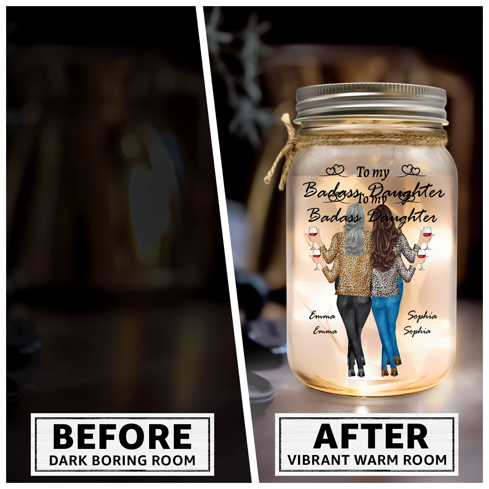To My Daughter From Mom - Personalized Mason Jar Light - Image 4