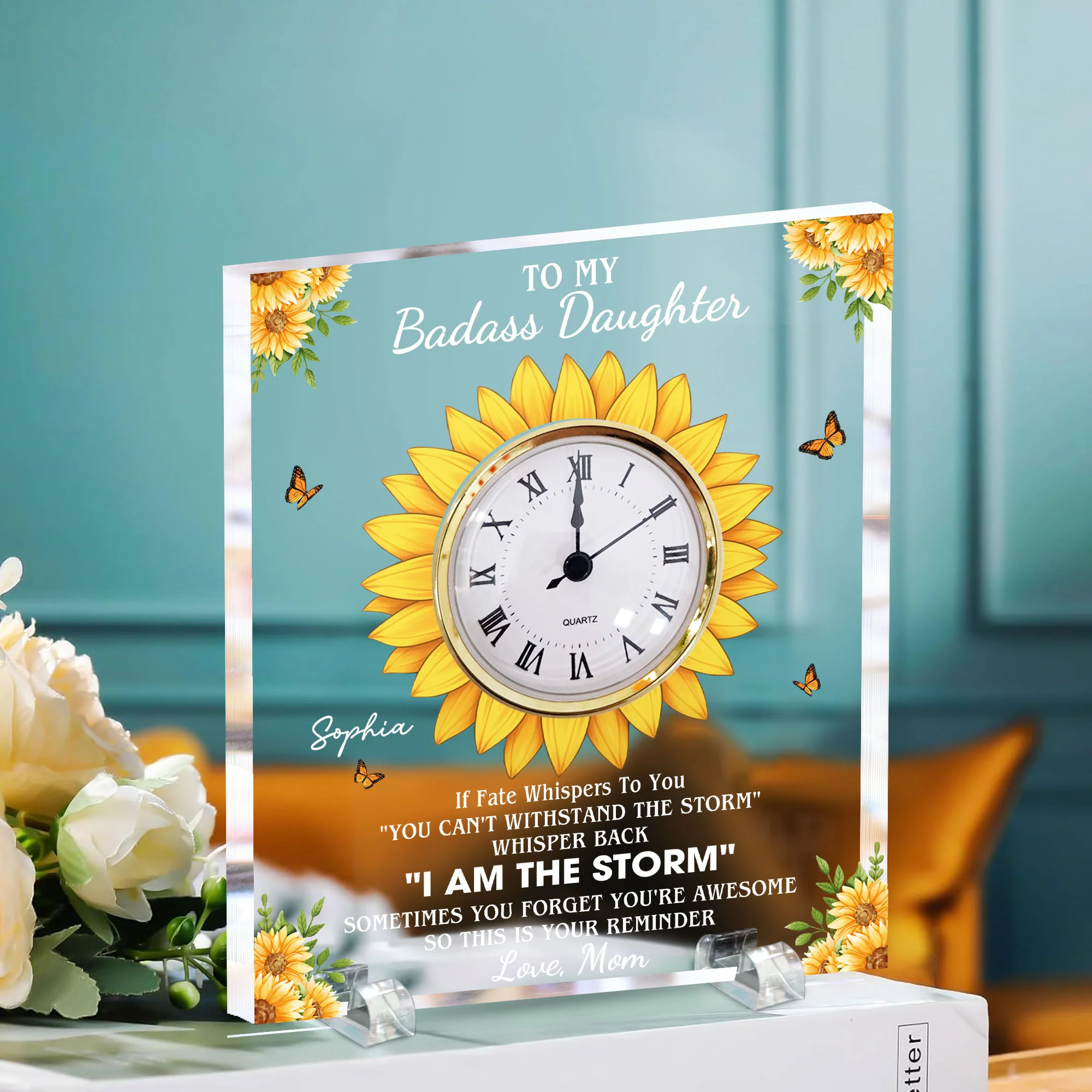 To My Daughter Gift If Fate Whisper To You - Personalized Acrylic Desk Clock - Image 3