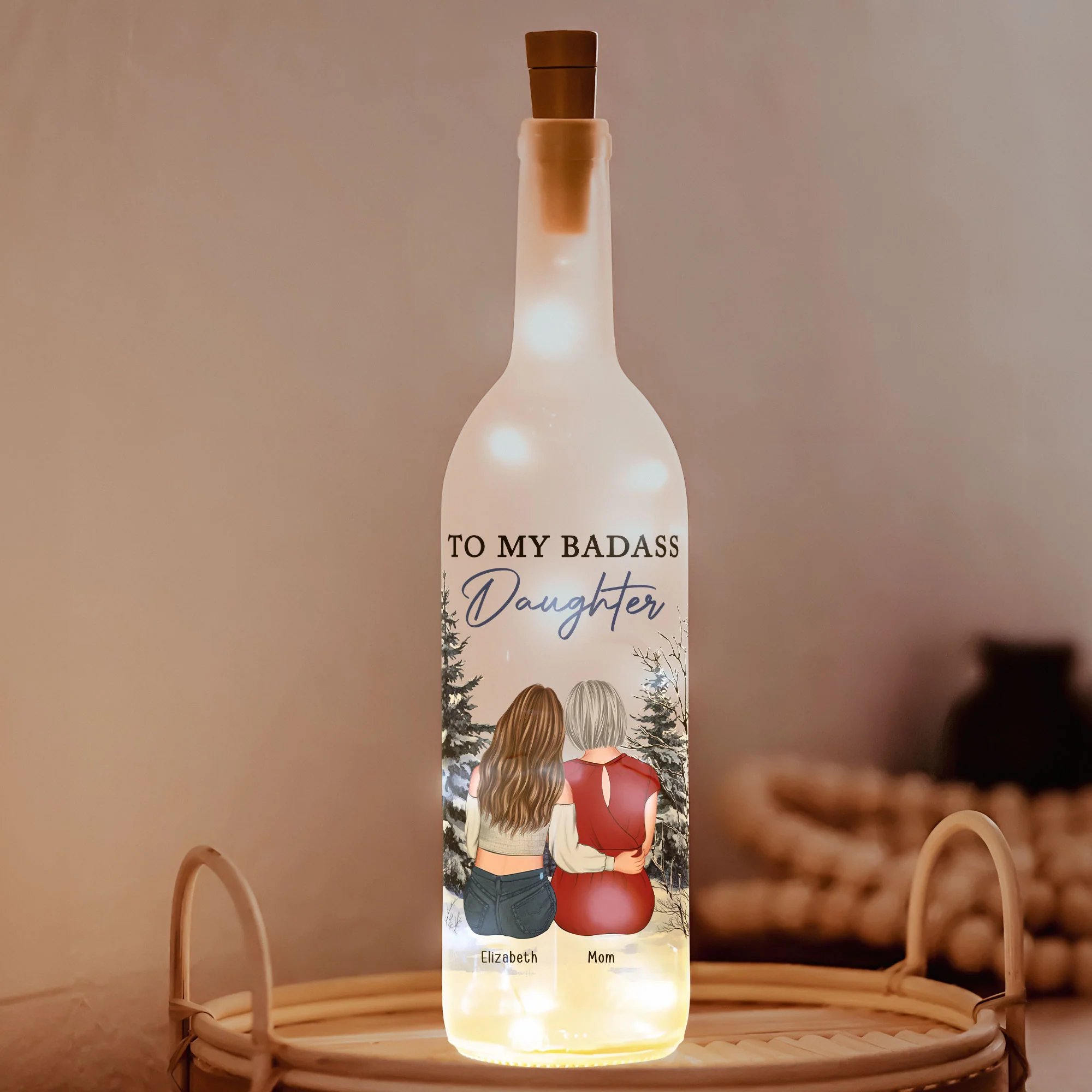 To My Daughter Gift Whisper Back I Am The Storm - Personalized Bottle Lamp - Image 2
