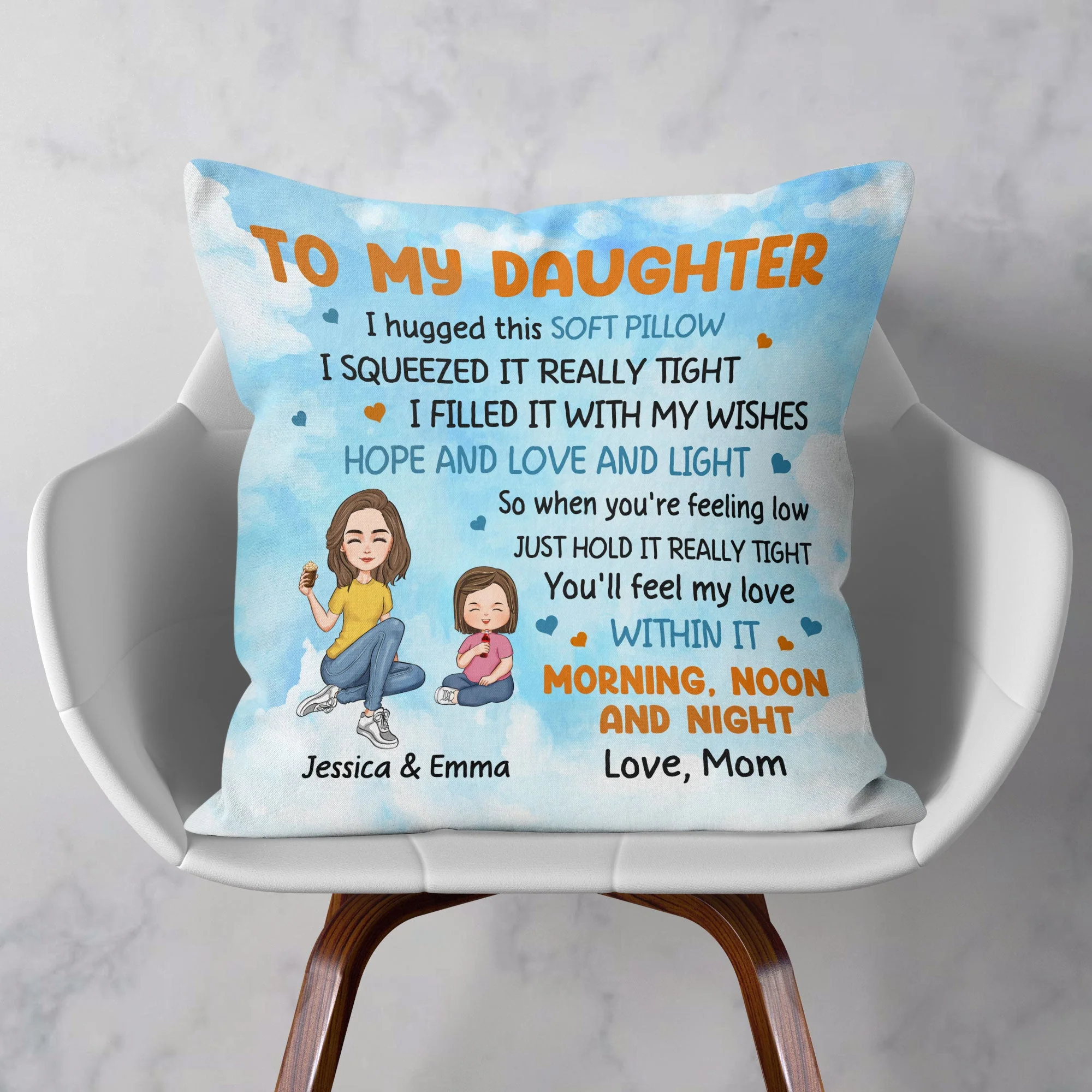 To My Daughter I Filled It With My Wishes - Personalized Pillow (Insert Included) - Image 2
