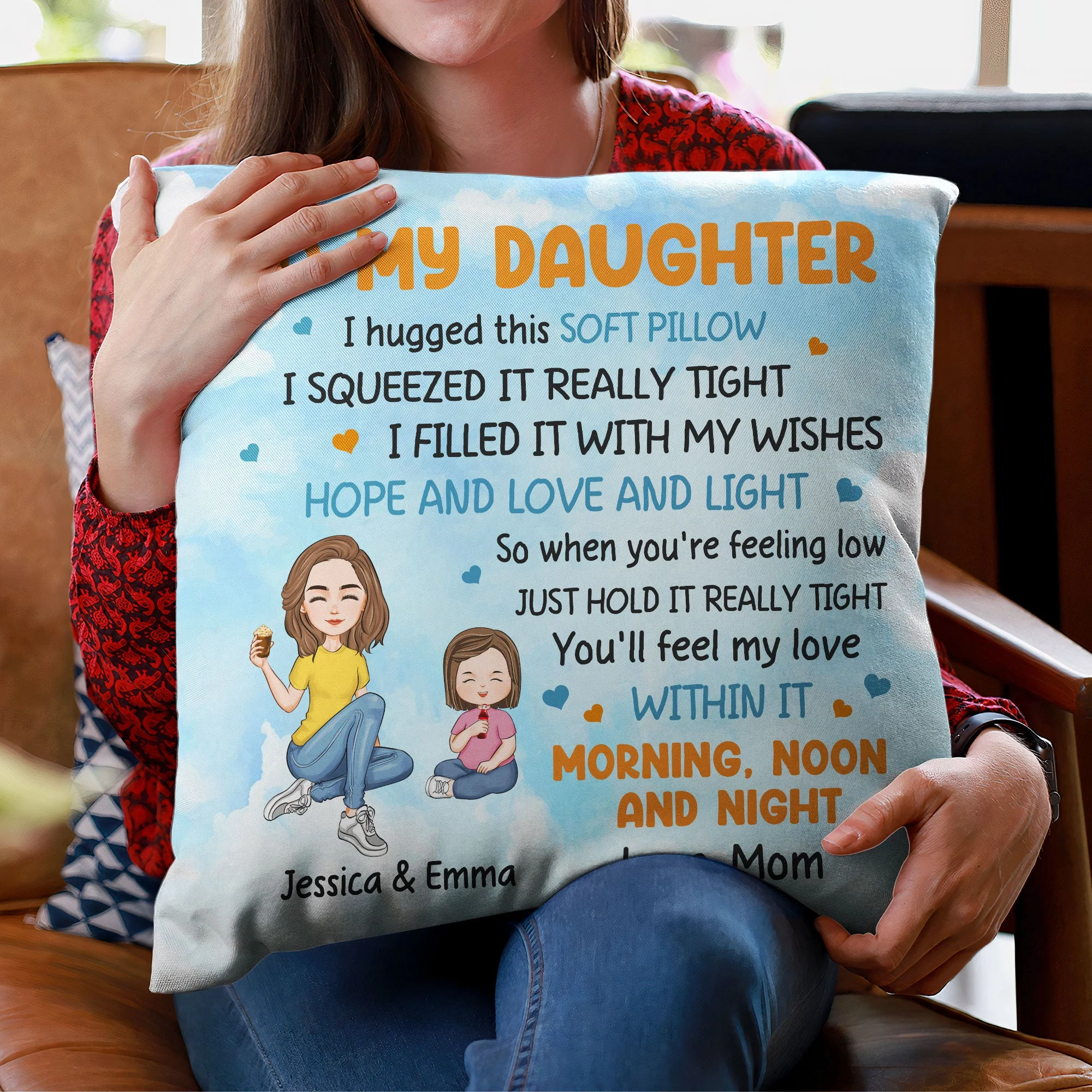 To My Daughter I Filled It With My Wishes - Personalized Pillow (Insert Included) - Image 3