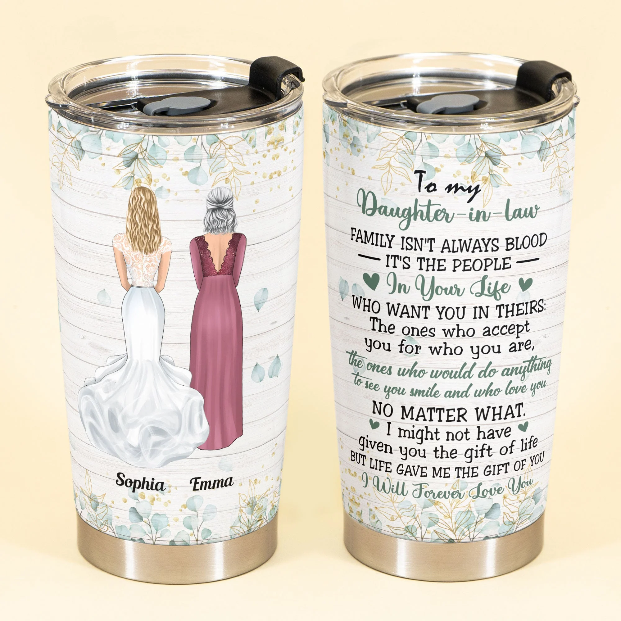 To My Daughter-in-law - Personalized Tumbler Cup - Birthday Wedding Gift For Daughter-in-law, Bonus Daughter - Gift From Mom, Mother-in-law - Image 2