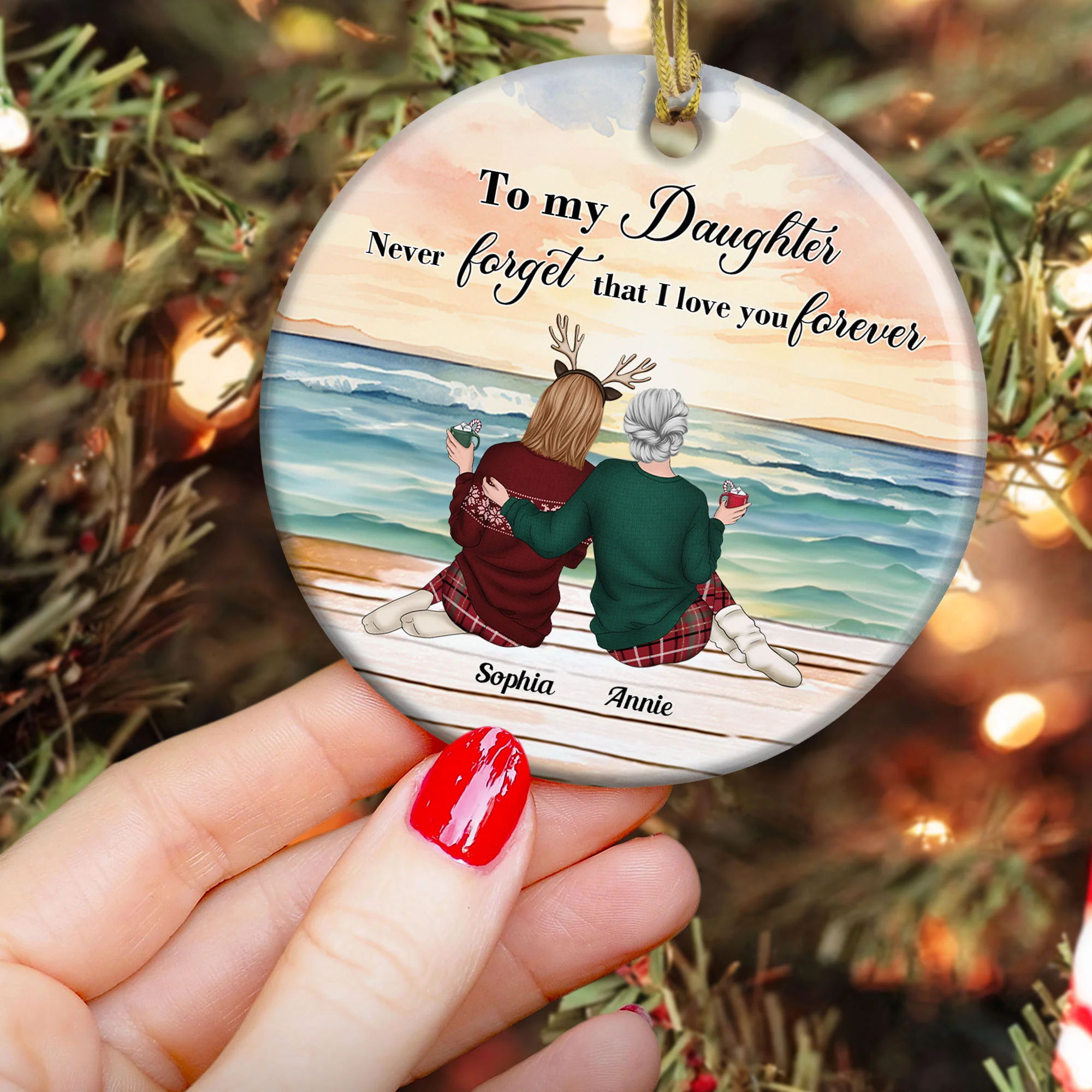 To My Daughter Never Forget That I Love You Forever - Personalized Ceramic Ornament - Image 4