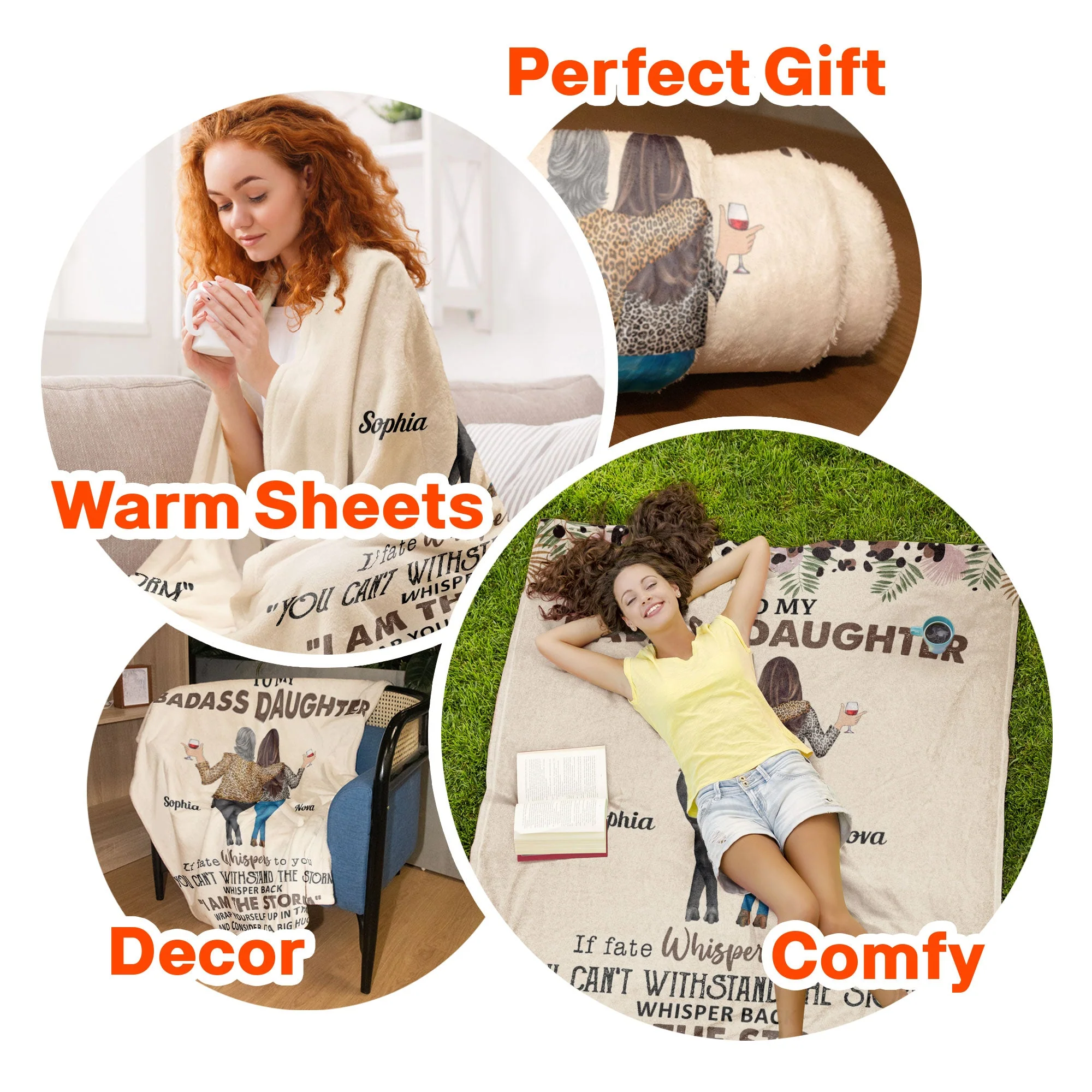To My Daughter Whisper Back I Am The Storm - Personalized Daughter Blanket - Image 7