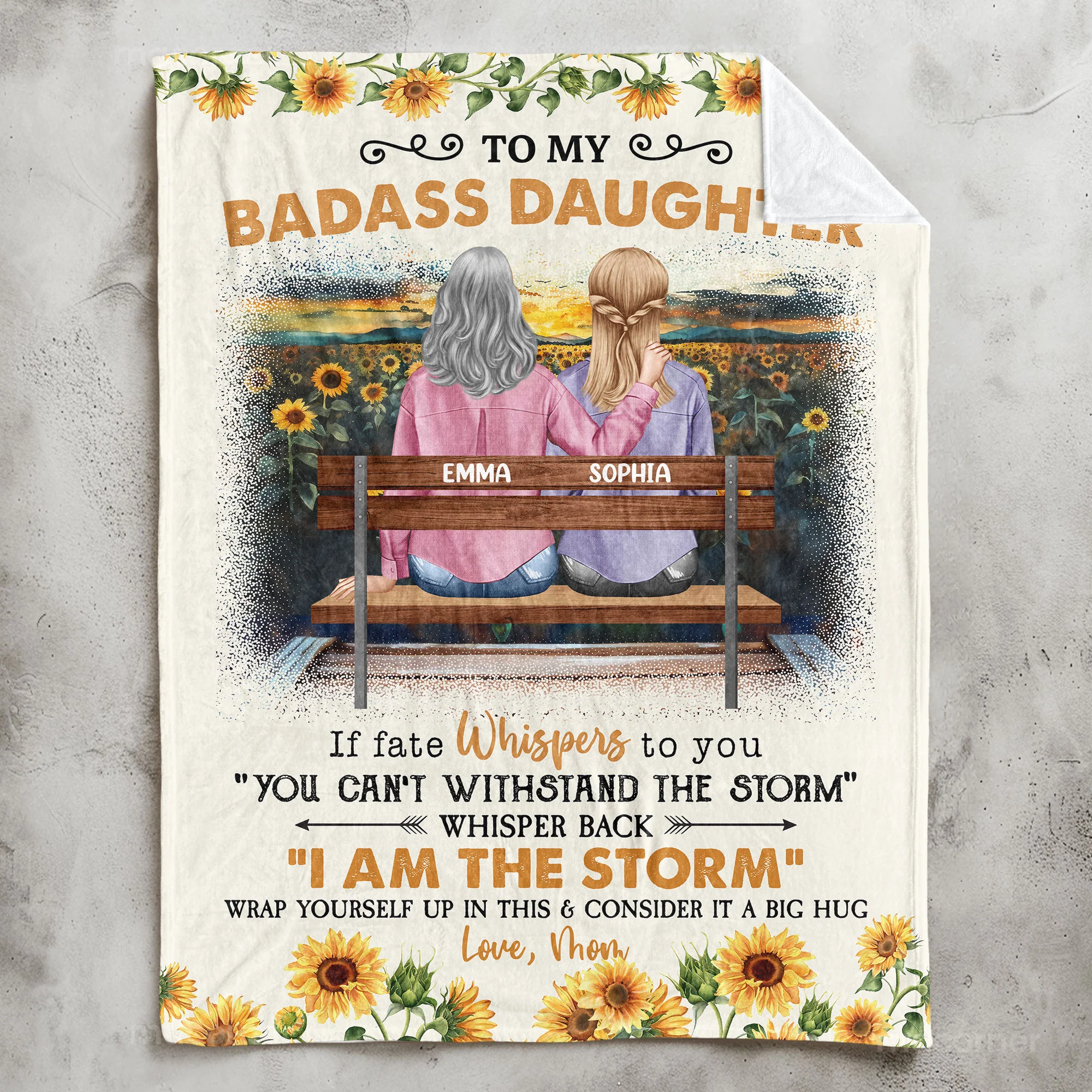 To My Daughter Whisper Back I Am The Storm - Personalized Blanket - Image 4