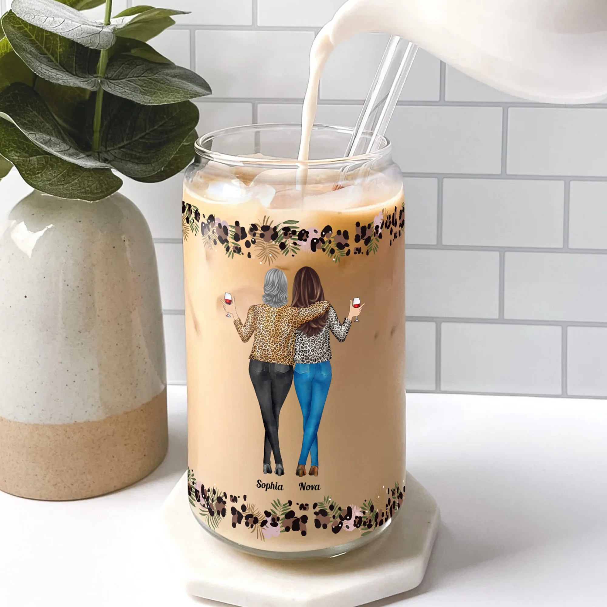 To My Daughter Whisper Back I Am The Storm - Personalized Clear Glass Cup - Image 4