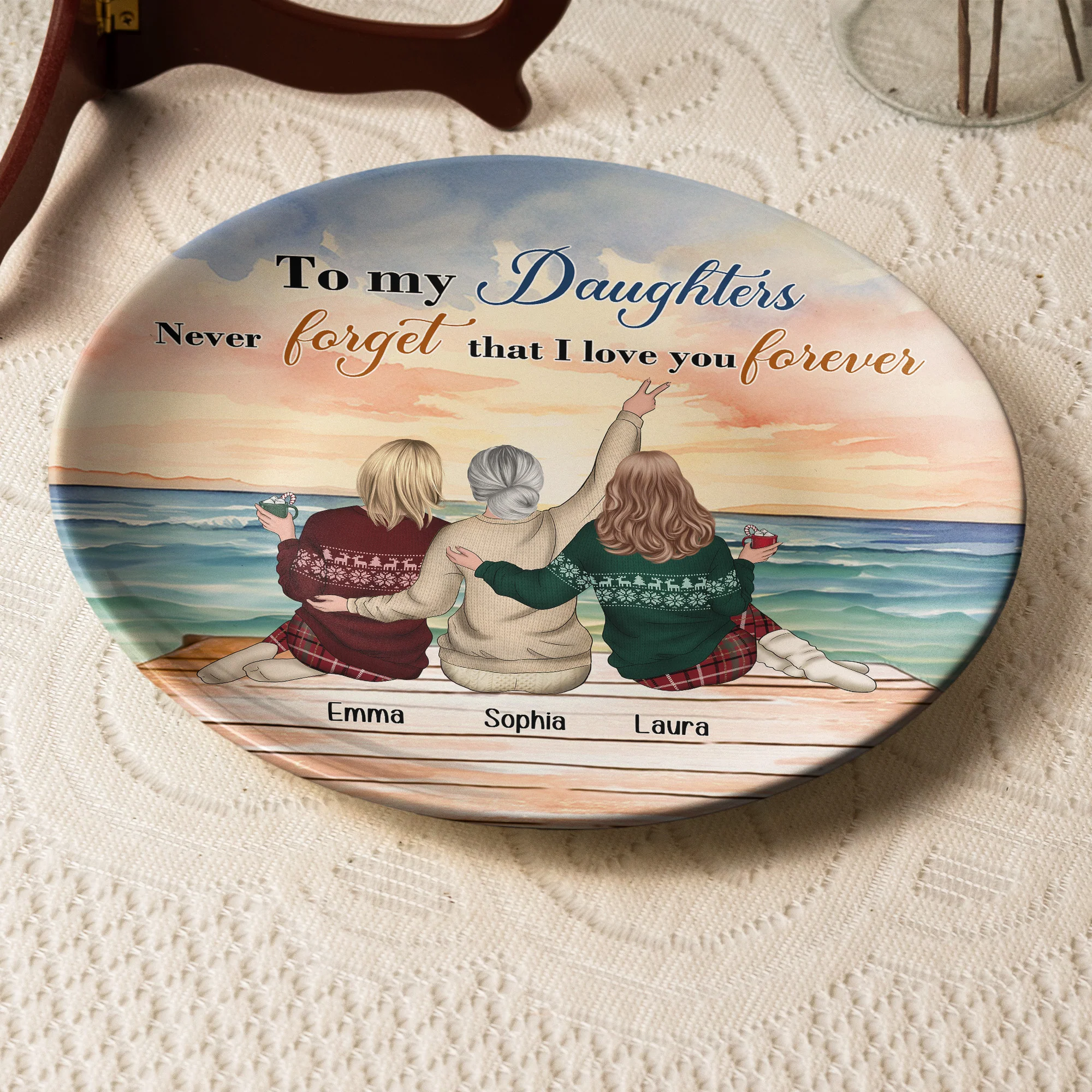 To My Daughters Never Forget That I Love You Forever - Personalized Ceramic Plate - Image 4