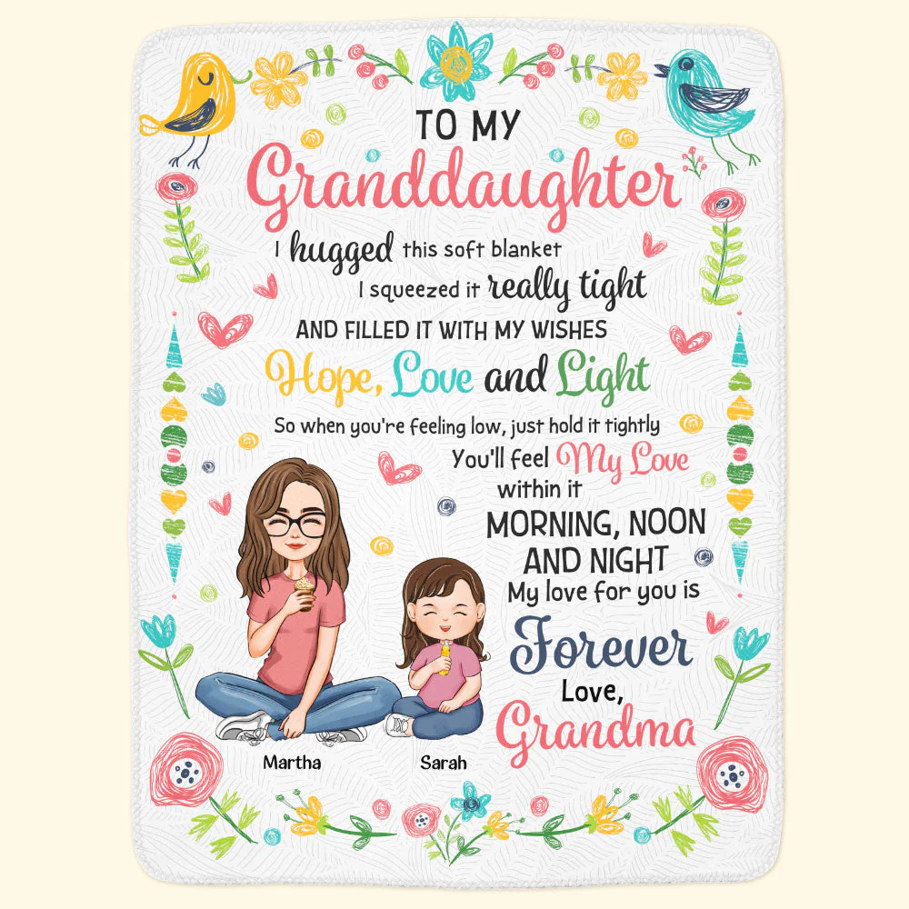 To My Granddaughter Hugg This Soft Blanket From Grandma - Personalized Blanket - Image 4