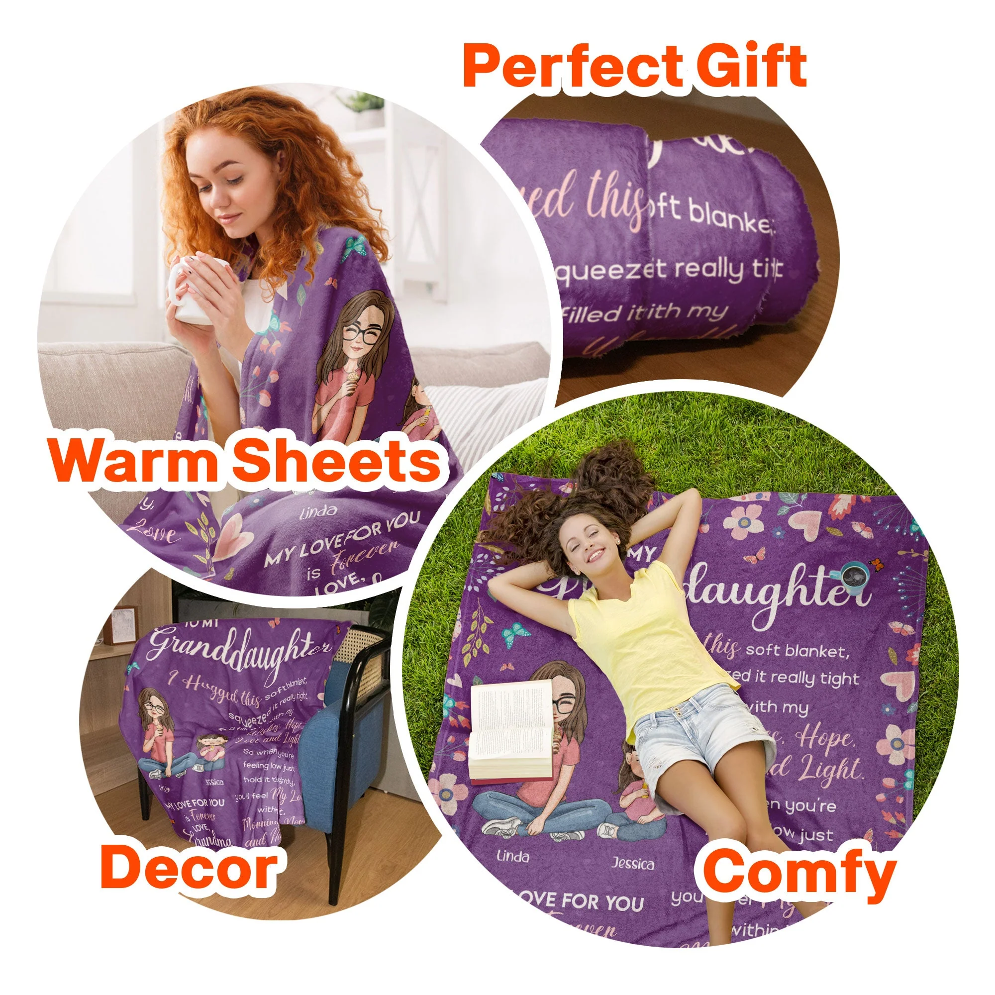 To My Granddaughter Hugged This Soft Blanket From Grandma - Personalized Blanket - Image 6
