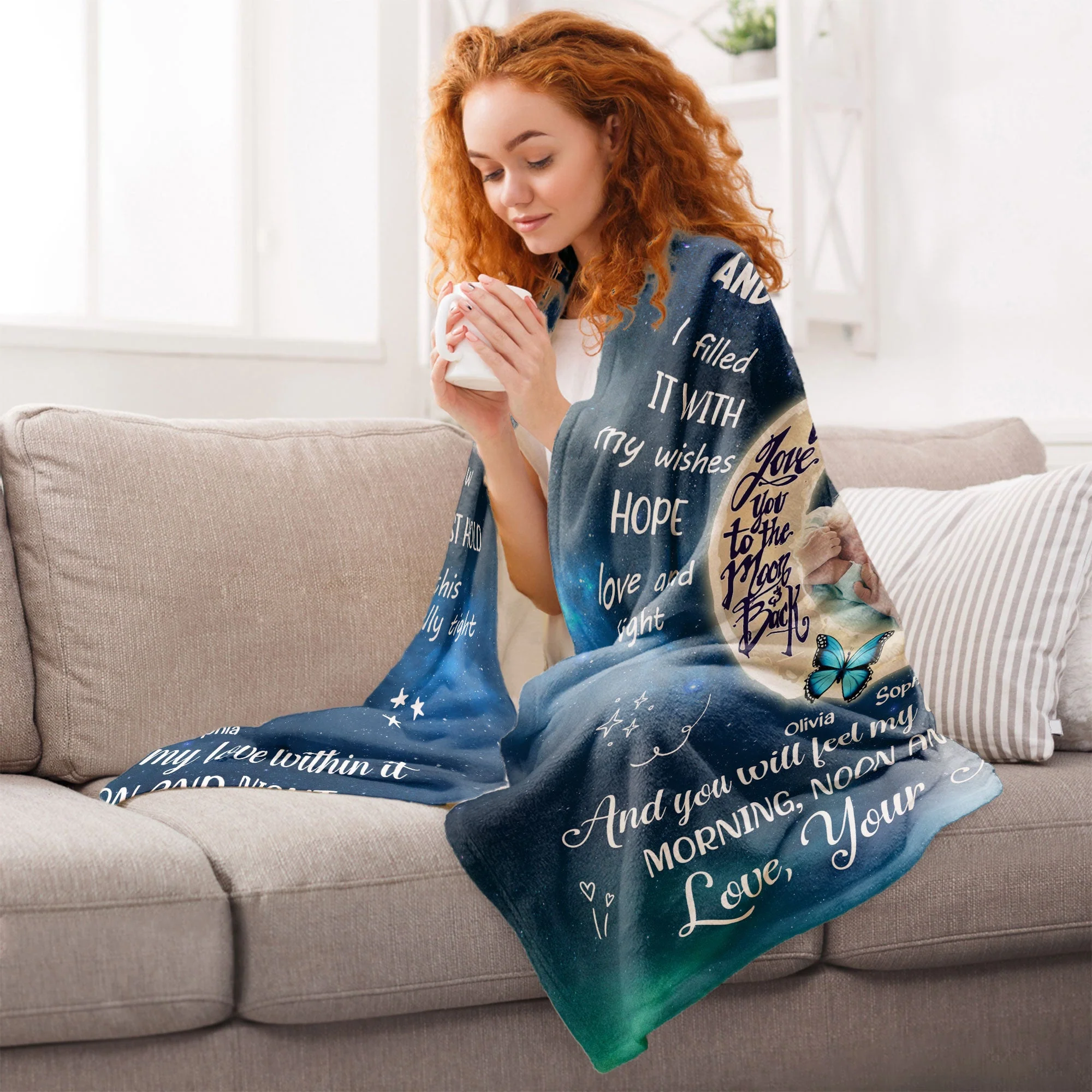 To My Granddaughter I Love You To The Moon And Back - Personalized Photo Blanket - Image 6