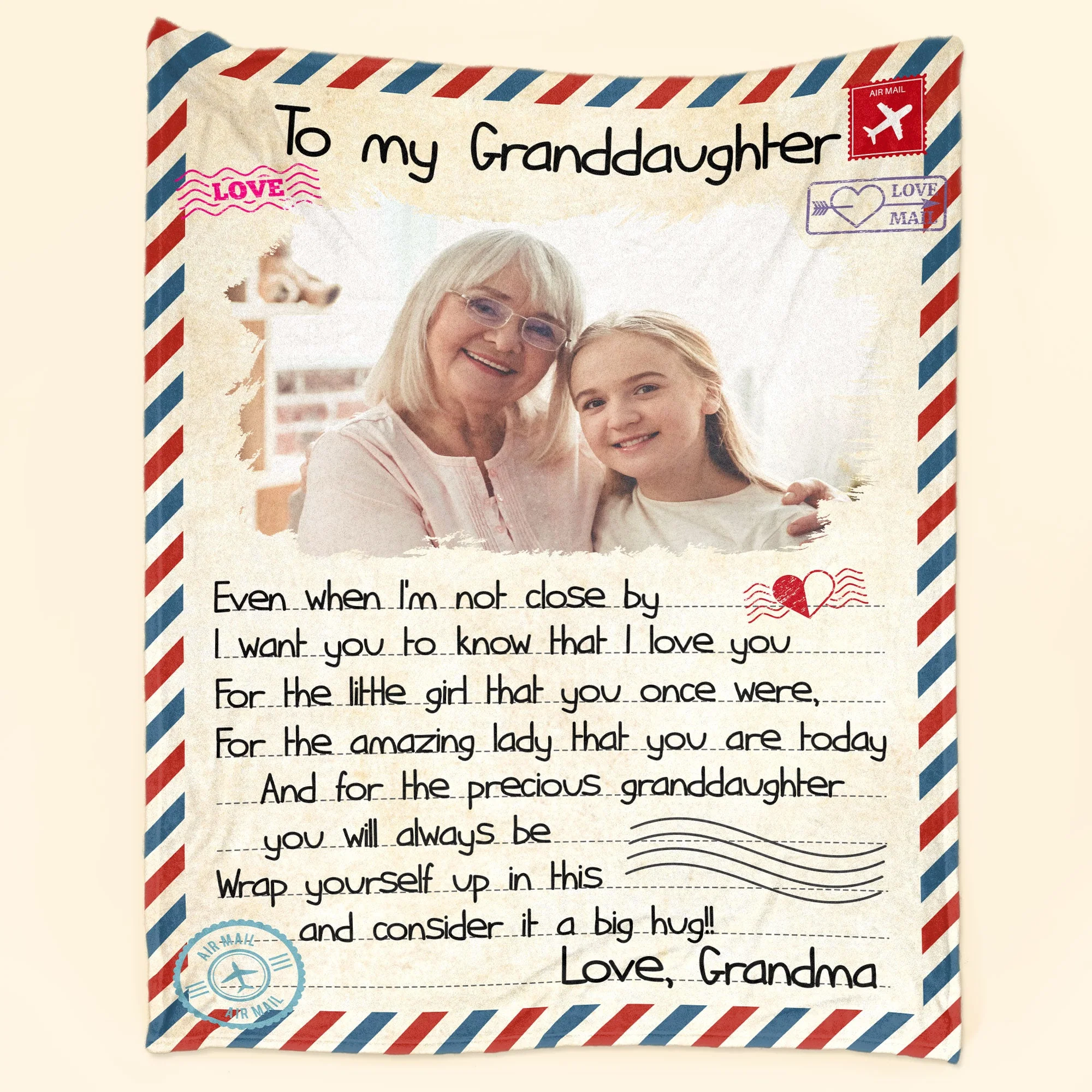 To My Granddaughter - Personalized Photo Blanket