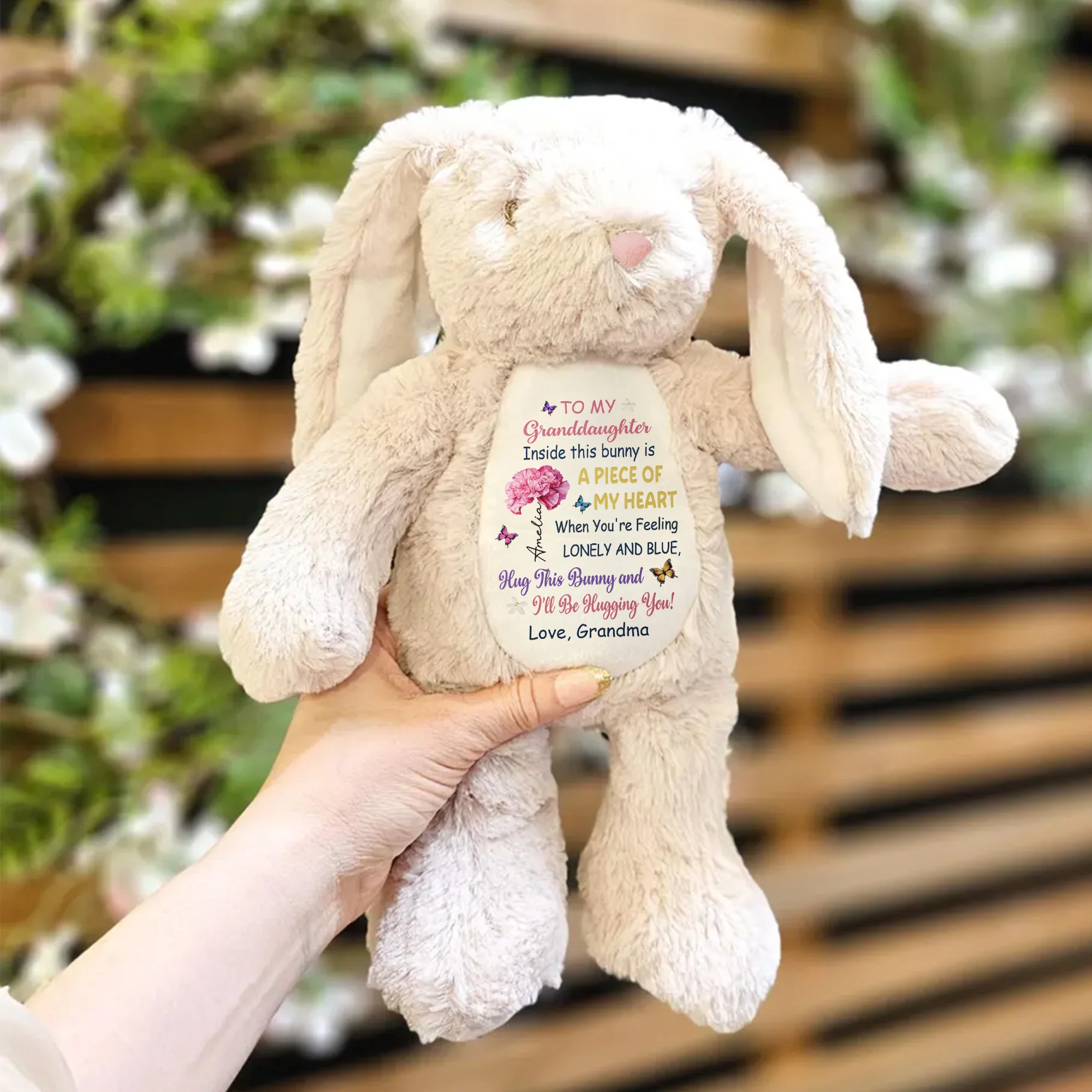 To My Grandkid Hug This Bunny - Personalized Bunny Plush - Image 4