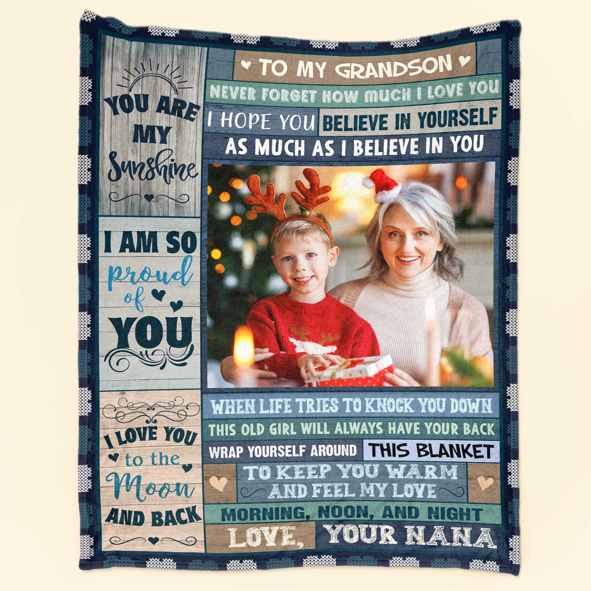 To My Grandson I Love You - Personalized Photo Blanket - Image 2