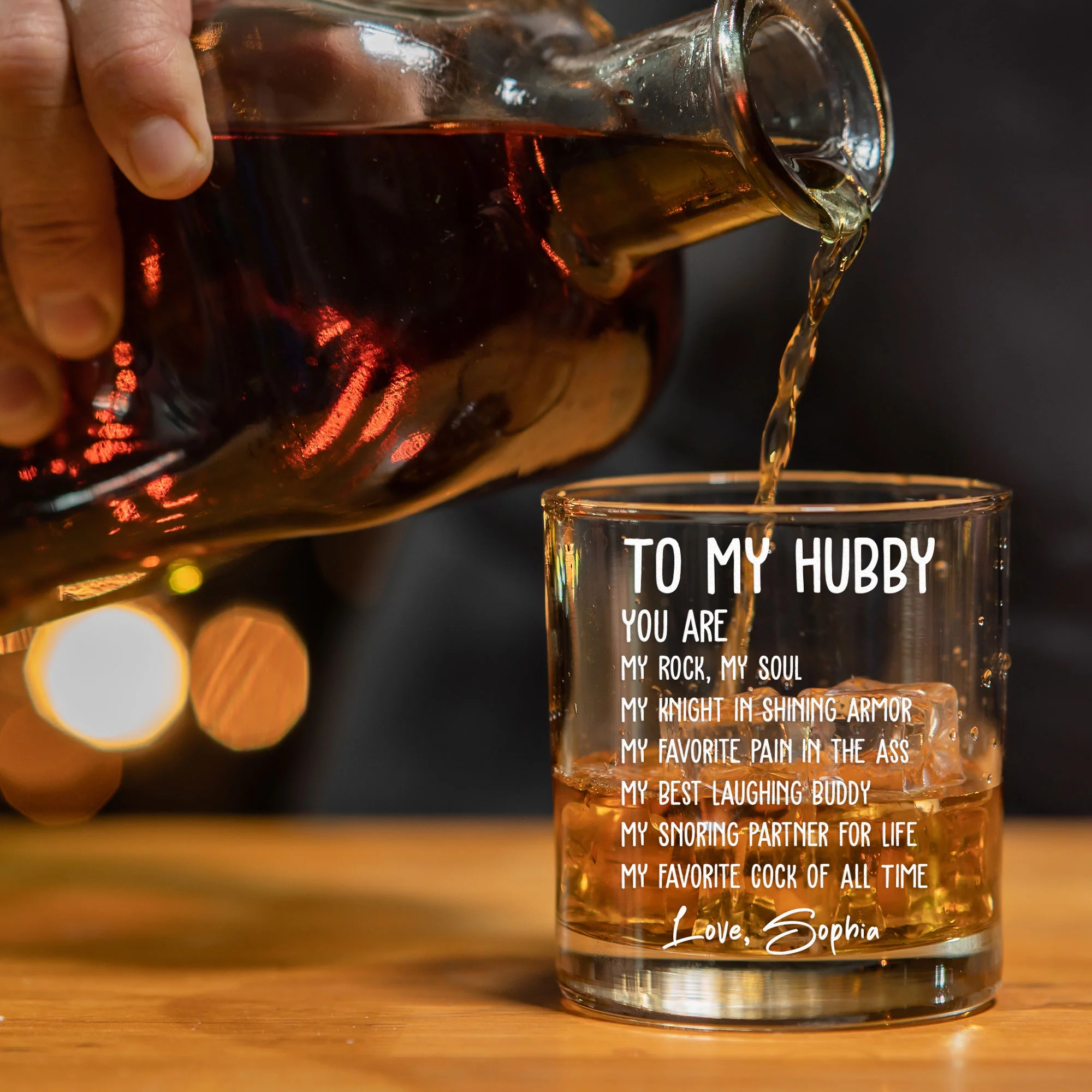 To My Husband You Are My Favorite Cock Of All Time - Personalized Whiskey Glass - Image 5
