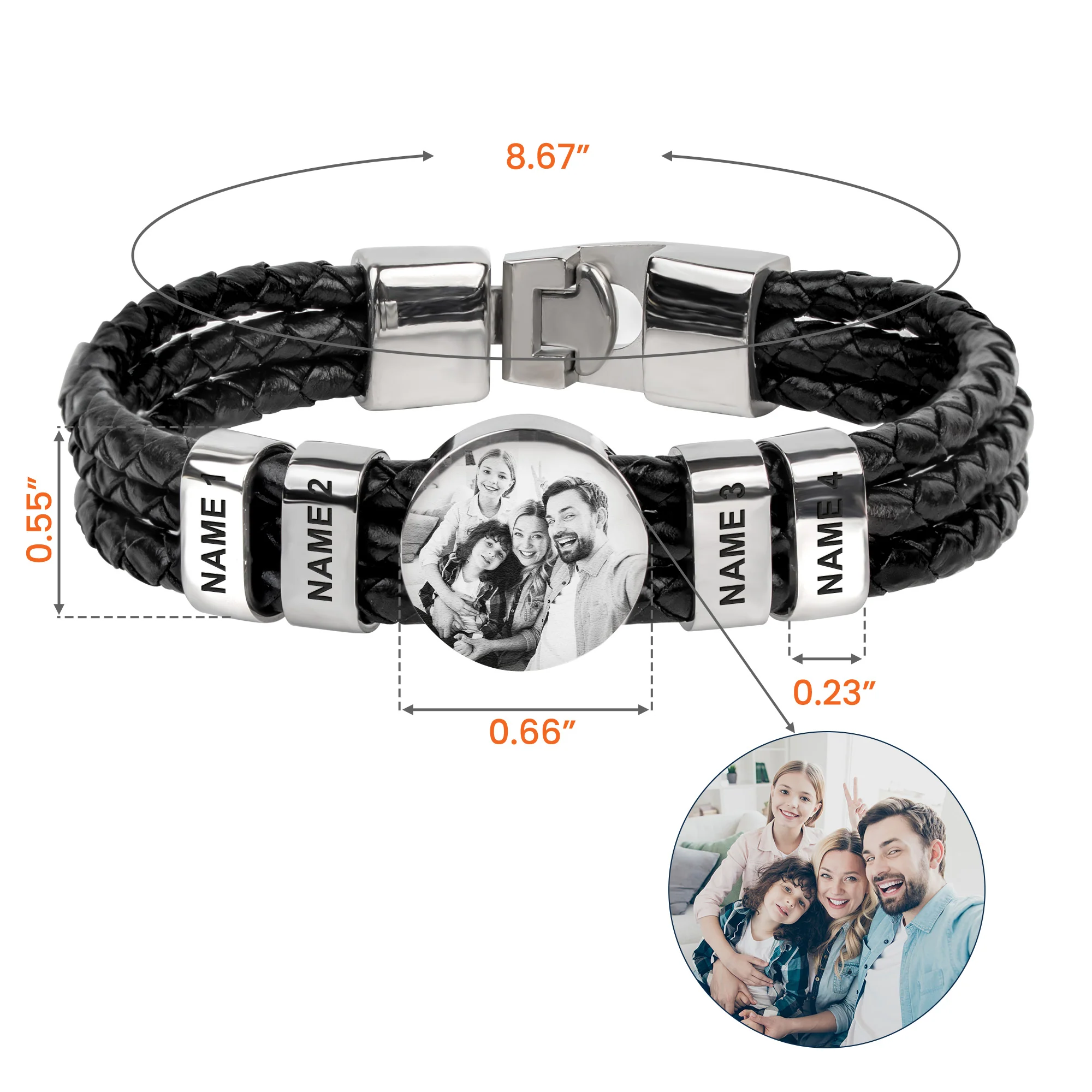 To My Man - Gift For Husband, Boy Friend - Personalized Photo Leather Bracelet - Image 7