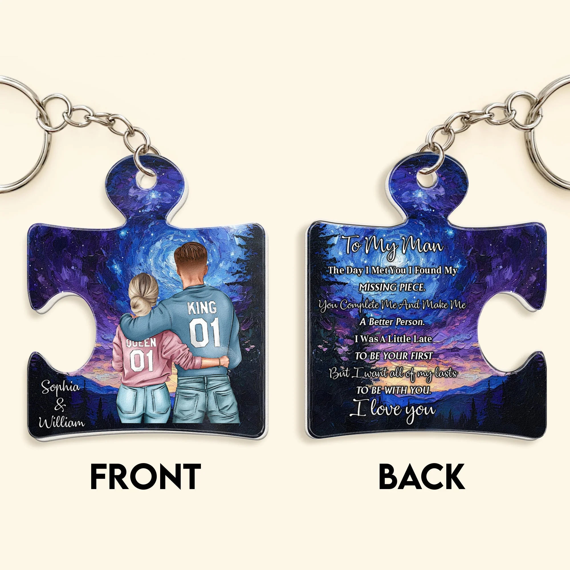 To My Man I Found My Missing Piece Gift For Him - Personalized Acrylic Keychain - Image 5