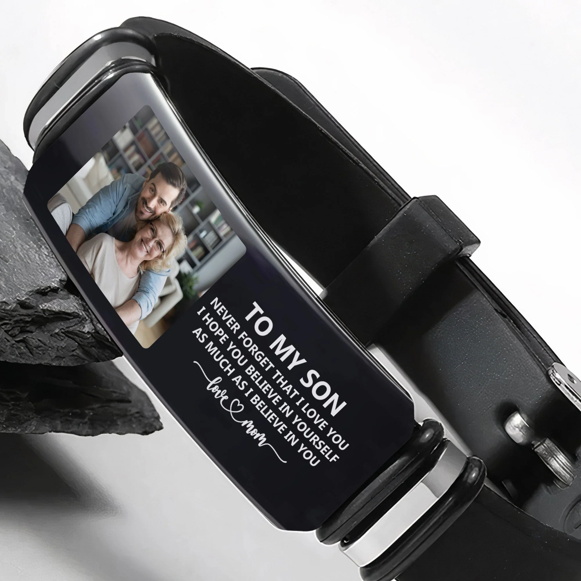 To My Son Believe In You As Much As I Believe In You - Personalized Photo Bracelet - Image 5