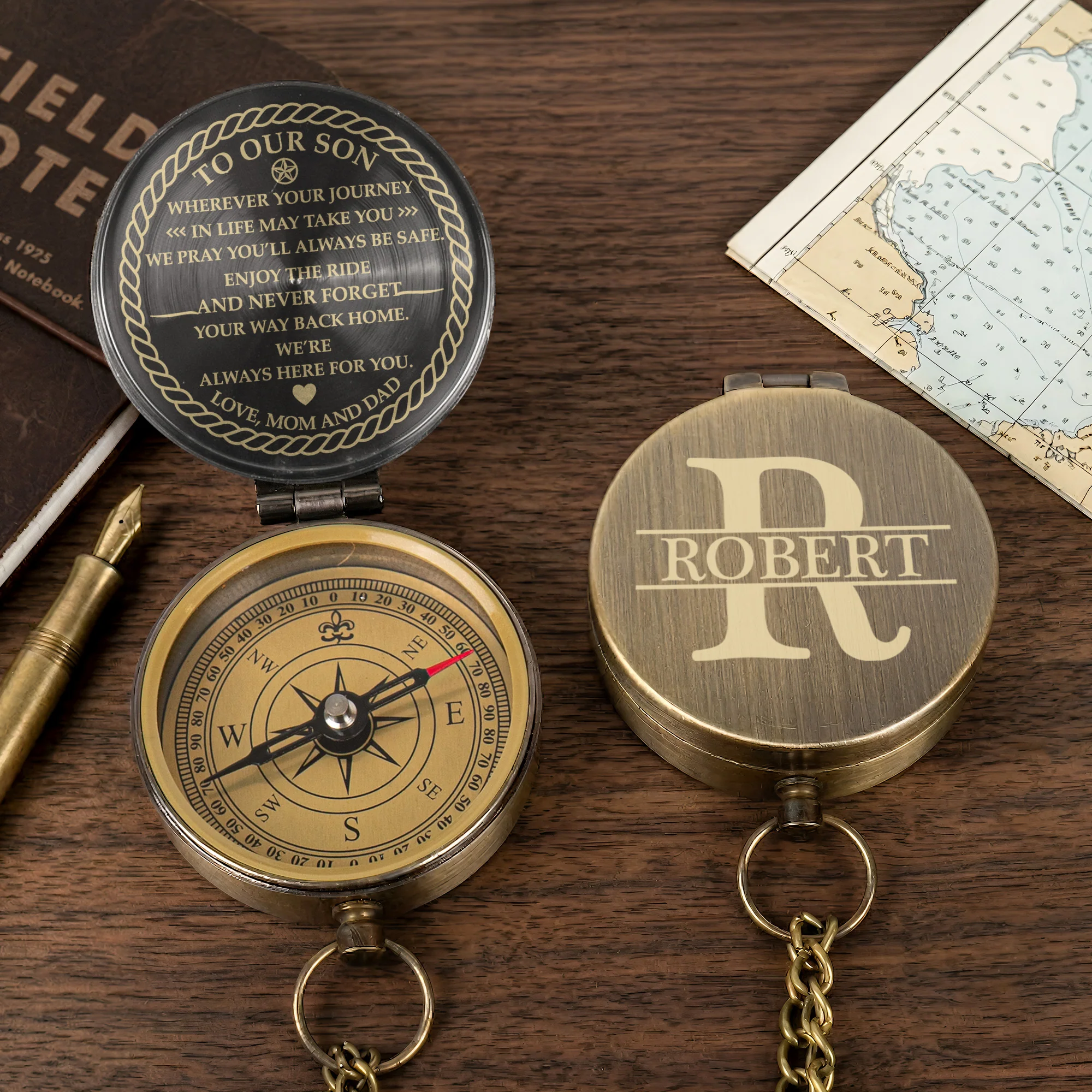 To My Son Never Forget Your Way Back Home - Personalized Compass