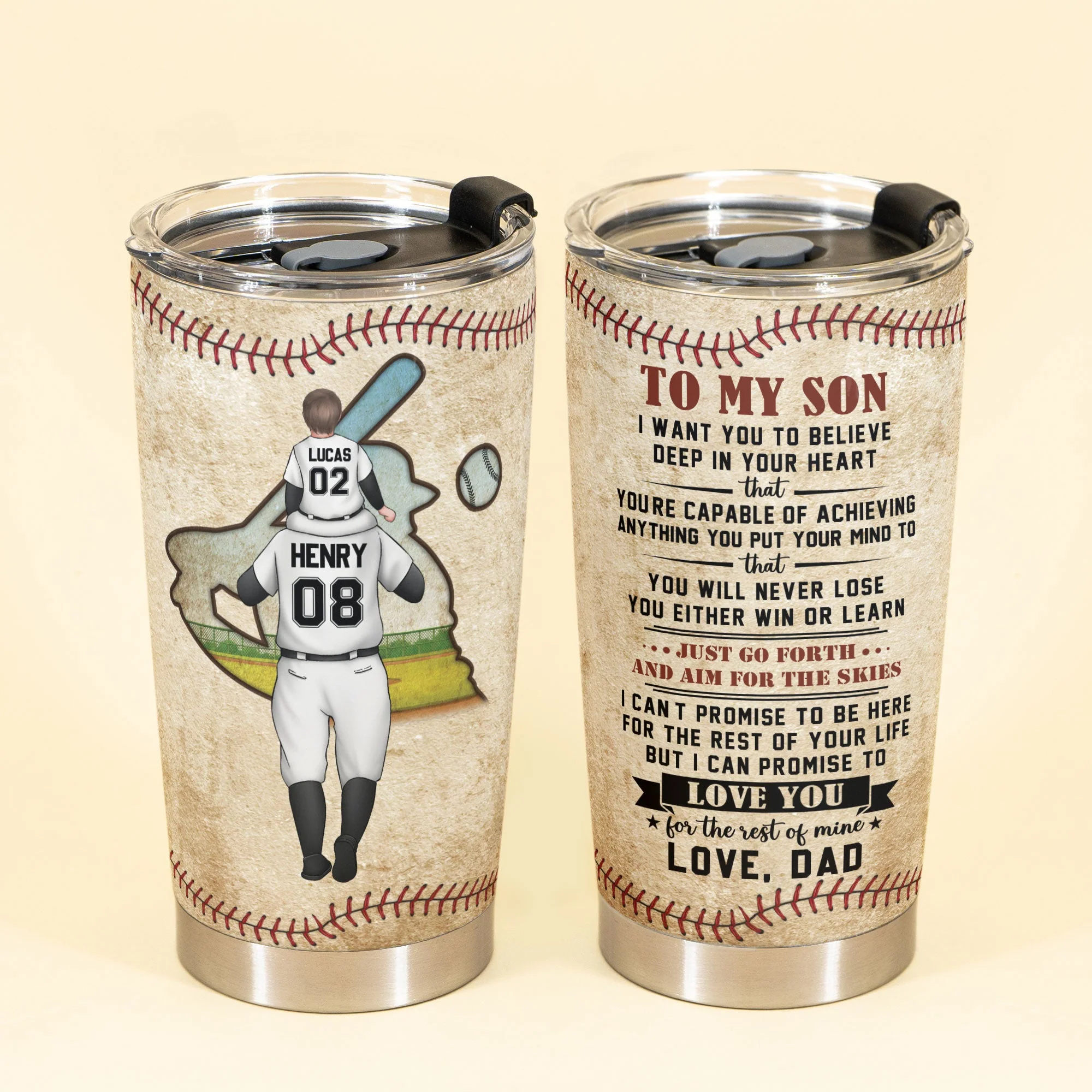 To My Son To My Daughter - Personalized Tumbler Cup - Birthday Gift For Sons, Daughters - Gift From Dad - Baseball Family - Image 2
