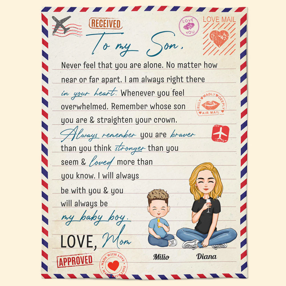 To My Son You Will Always Be My Baby Boy - Personalized Blanket - Image 7