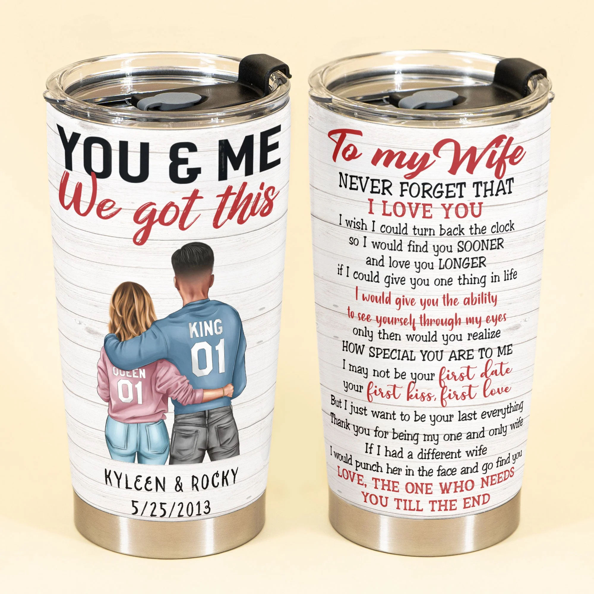 Want To Be Your Last Everything - Personalized Tumbler Cup - Couple Shoulder To Shoulder - Image 2
