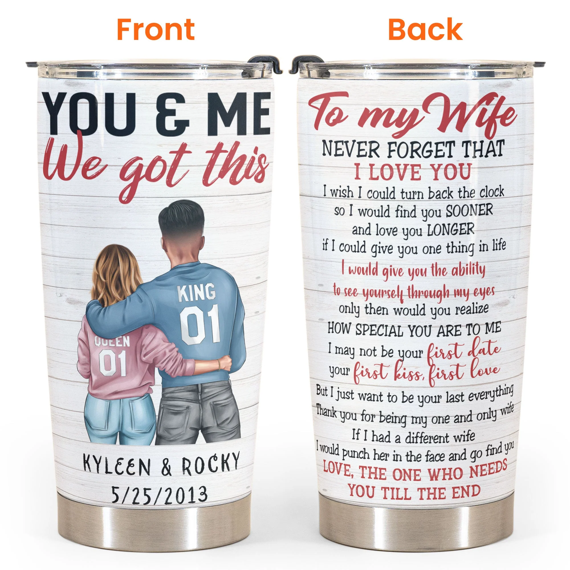 Want To Be Your Last Everything - Personalized Tumbler Cup - Couple Shoulder To Shoulder - Image 4