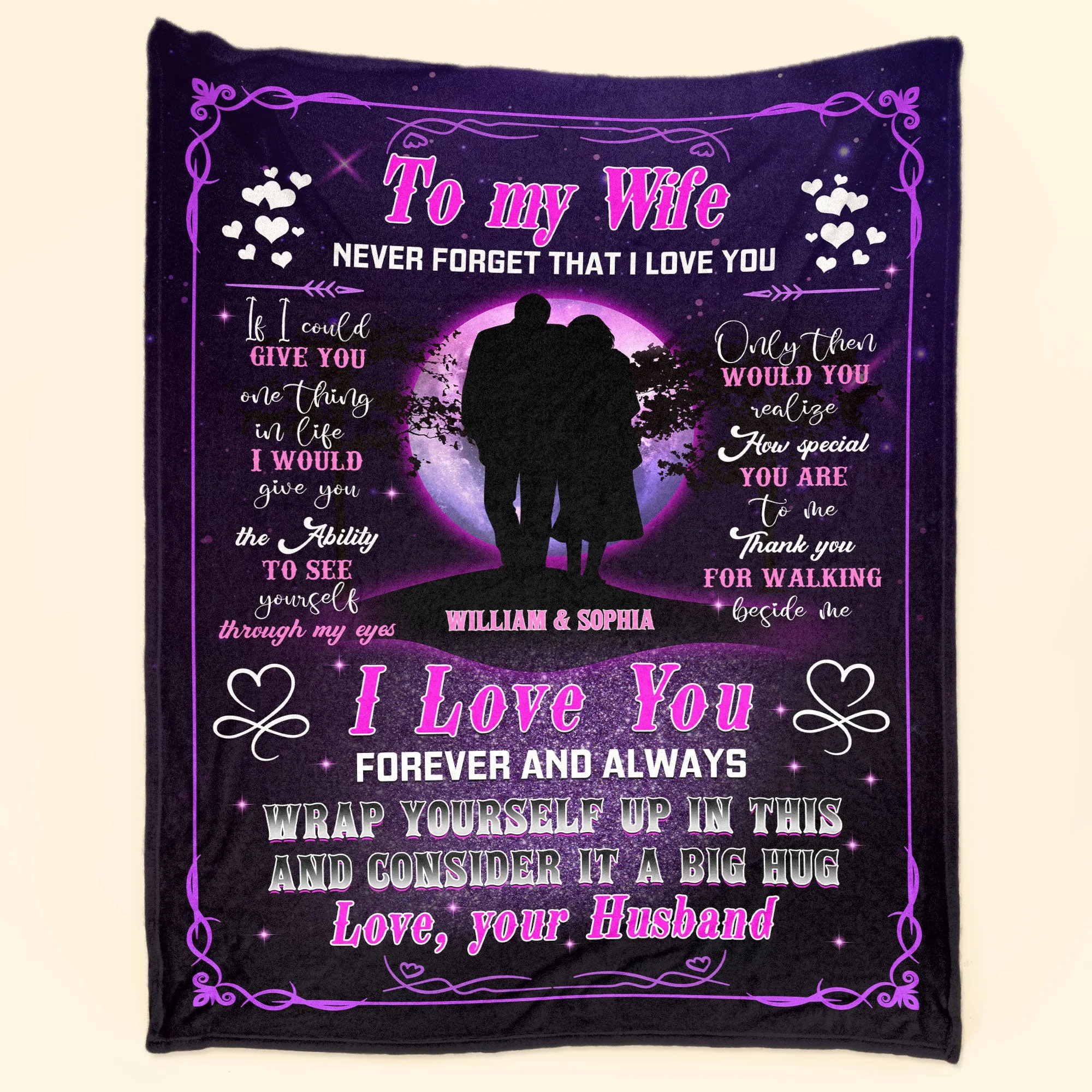 To My Wife Never Forget That I Love You Forever & Always - Personalized Blanket - Image 3