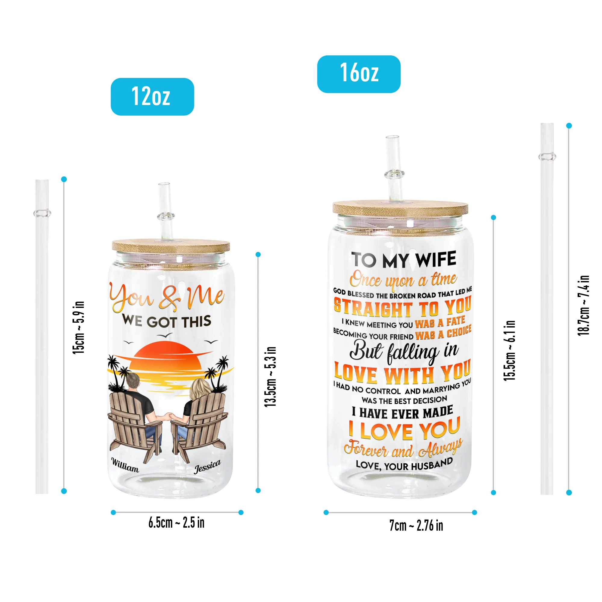 To My Wife Once Upon A Time - Personalized Clear Glass Cup - Image 5