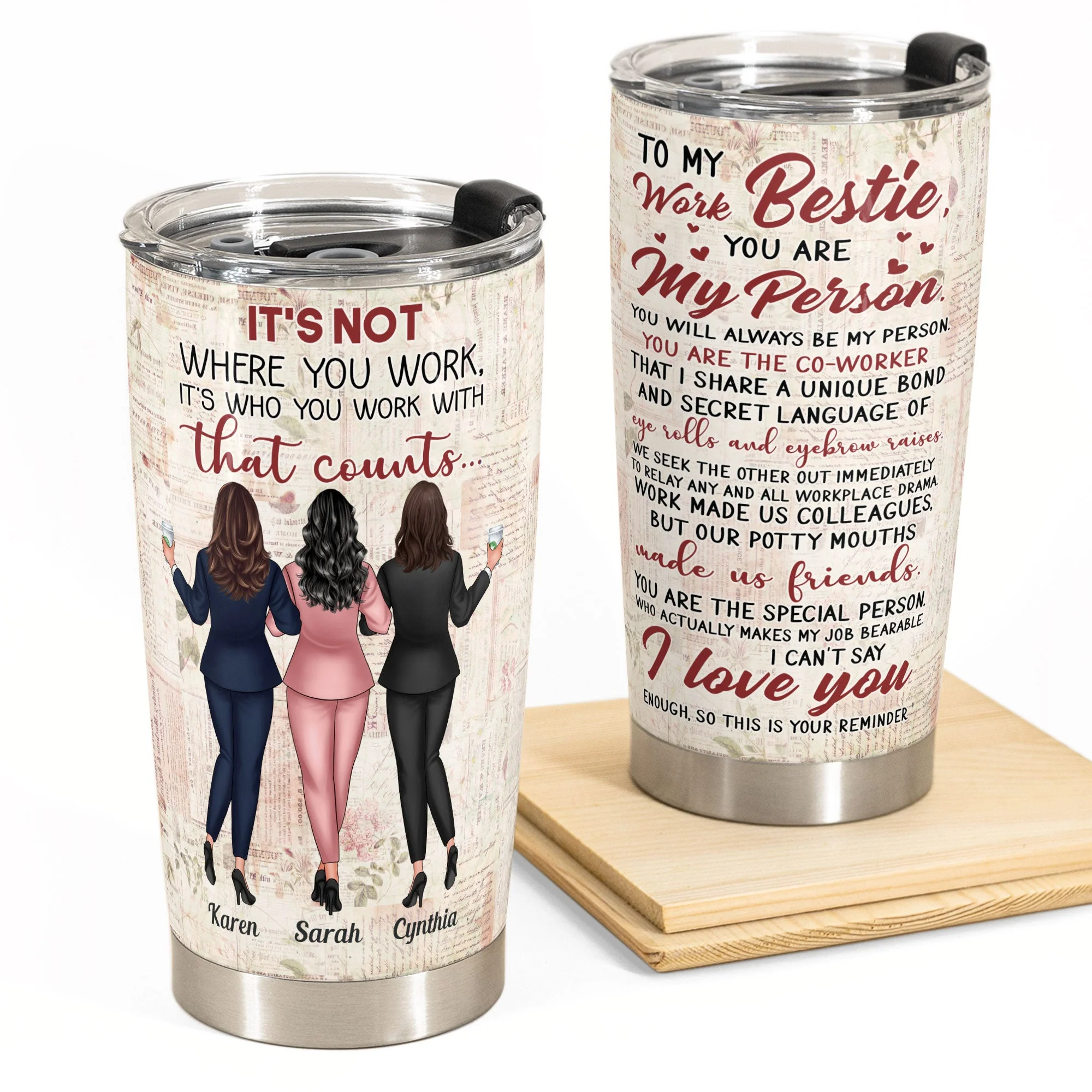 To My Work Bestie - Personalized Tumbler - Gift For Work Besties, Colleagues, Friends, Best Friends - Image 3